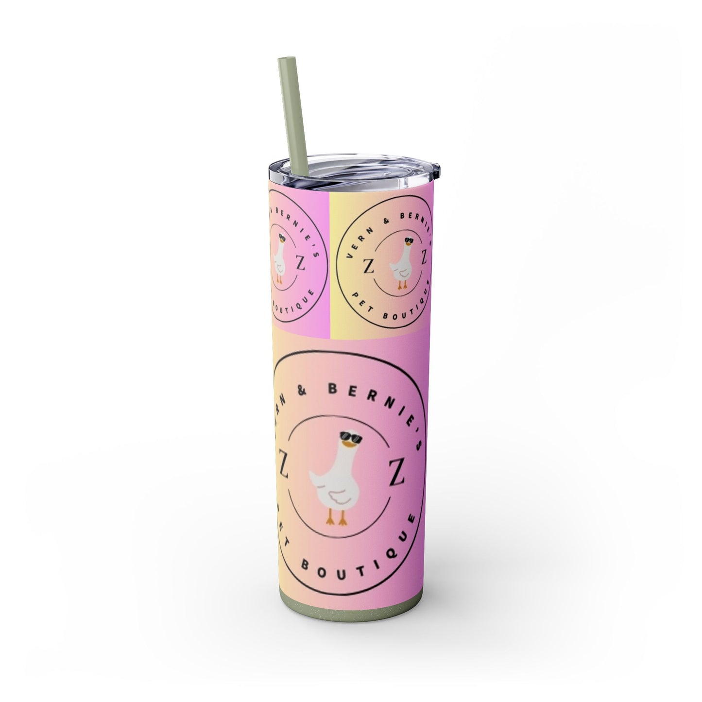 Vern and Bernie's Skinny Tumbler with Straw, 20oz
