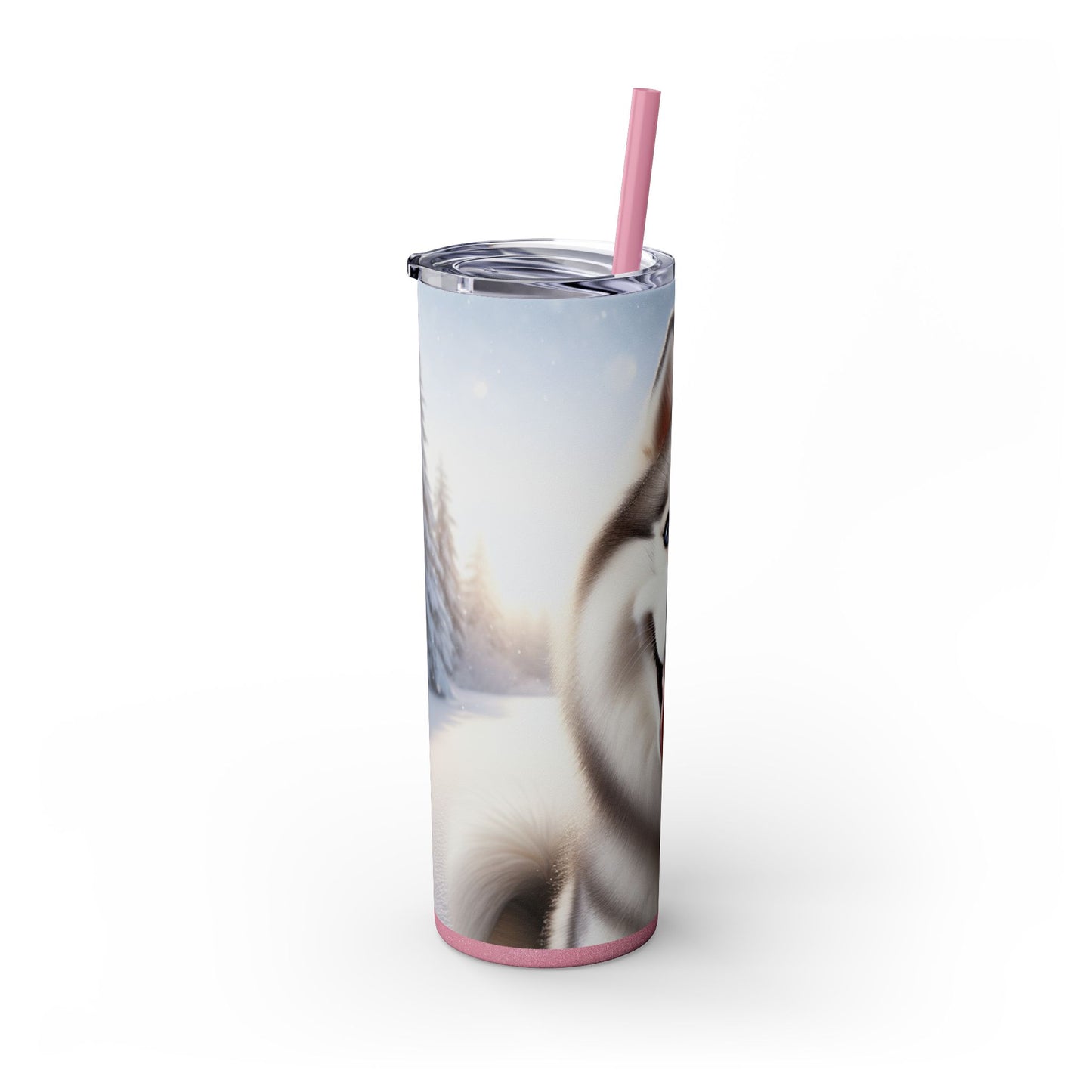 Siberian Husky Skinny Tumbler with Straw, 20oz