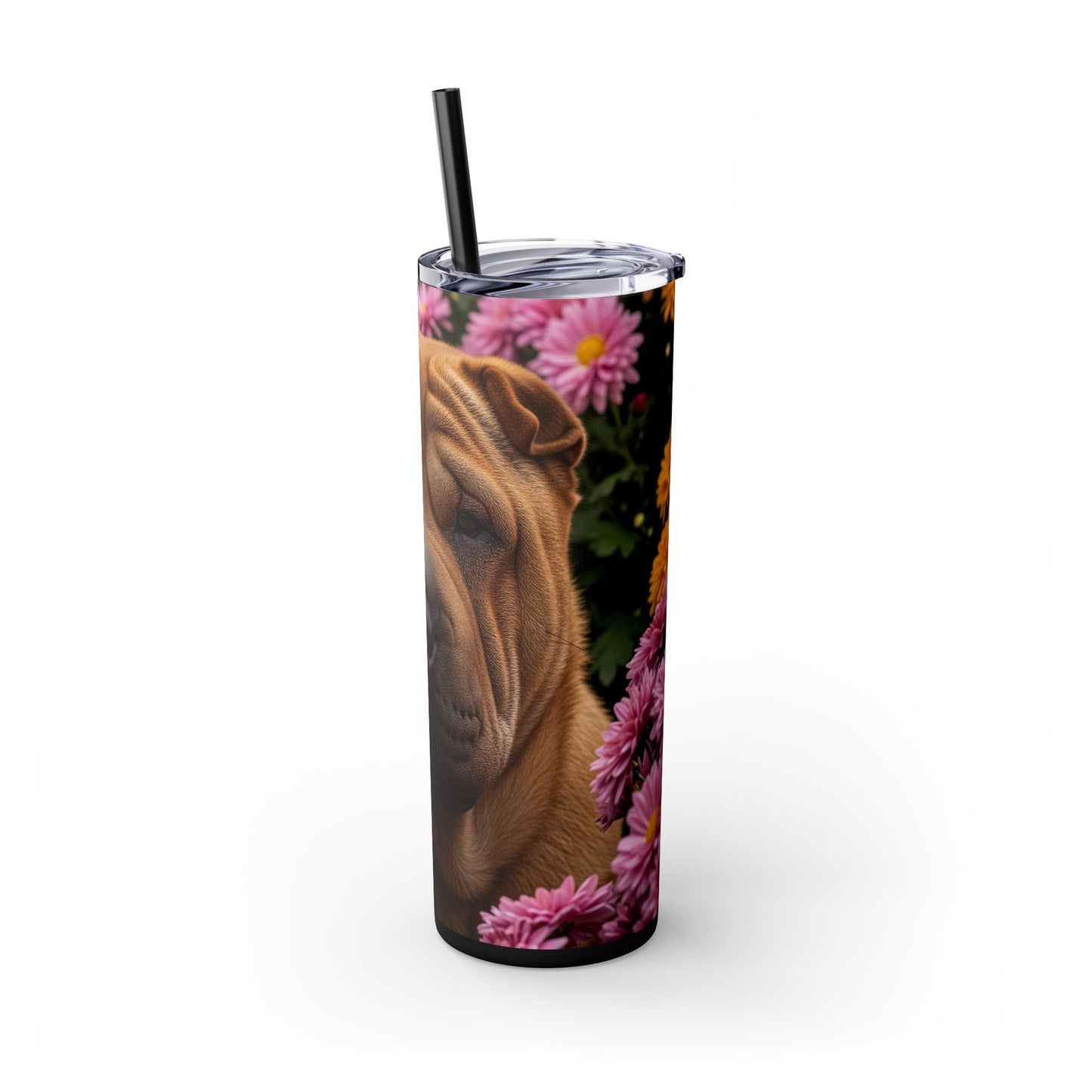 Shar-Pei Skinny Tumbler with Straw, 20oz