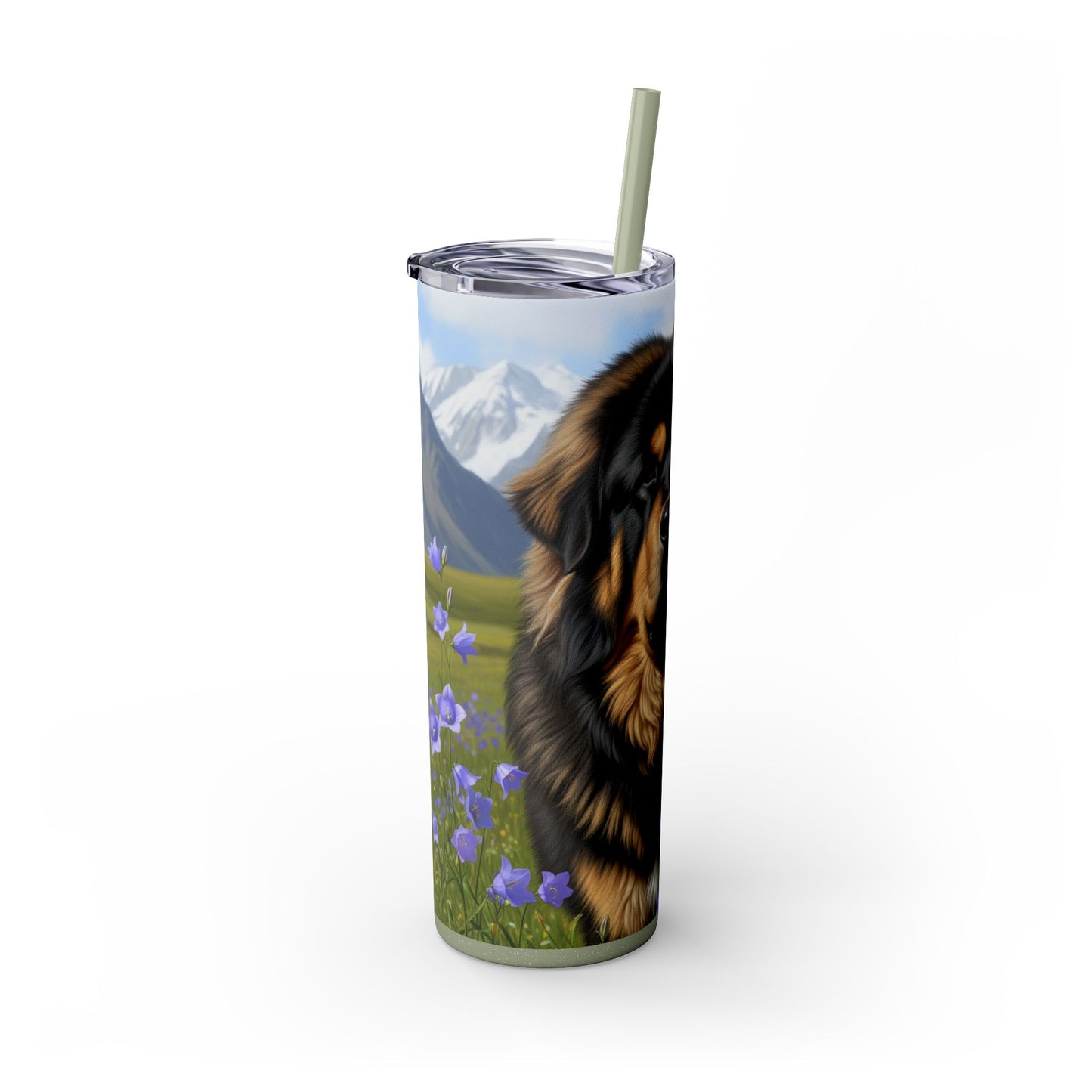 Tibetan Mastiff Skinny Tumbler with Straw, 20oz