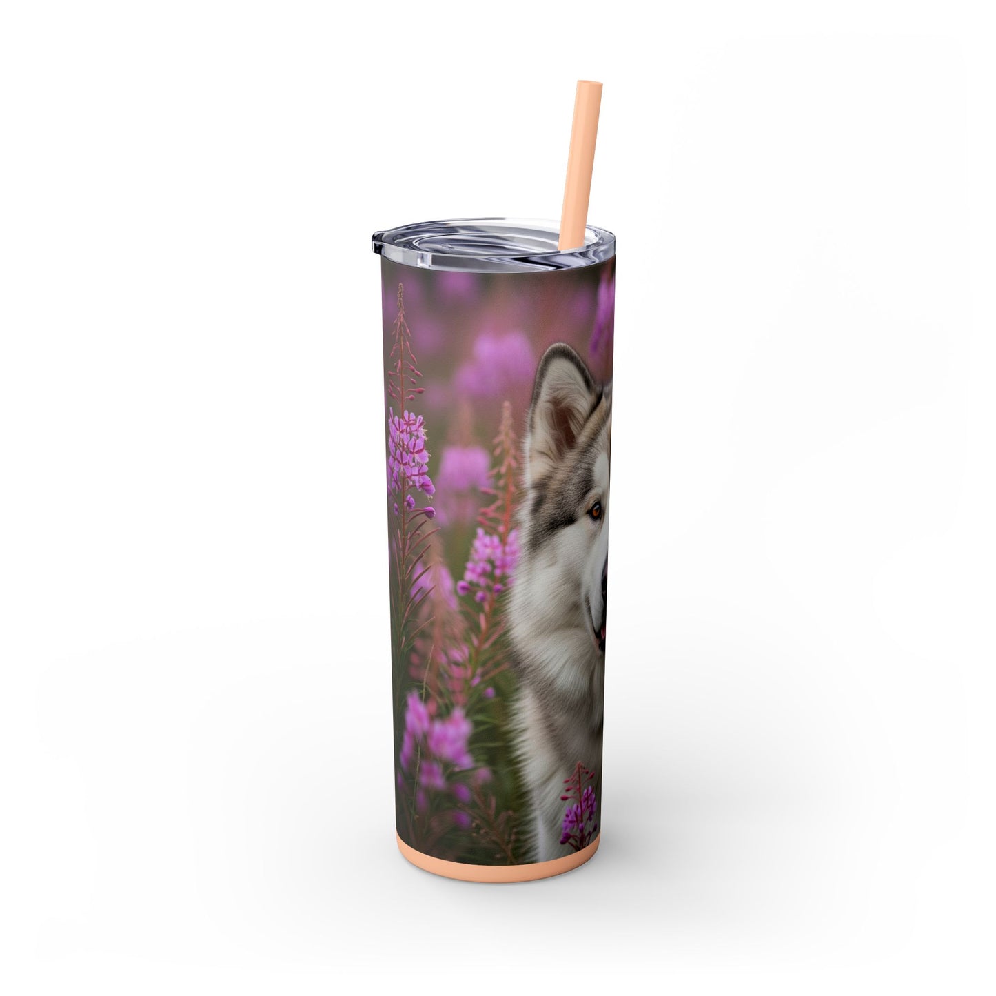 Alaskan Malamute Skinny Tumbler with Straw, 20oz