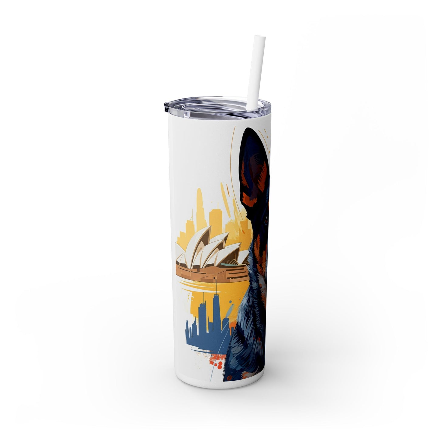Australian Cattle Dog Skinny Tumbler with Straw, 20oz