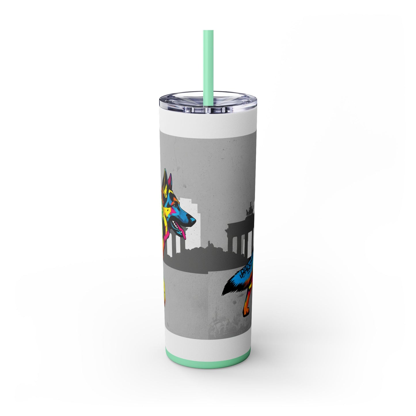 German Shepherd Skinny Tumbler with Straw, 20oz
