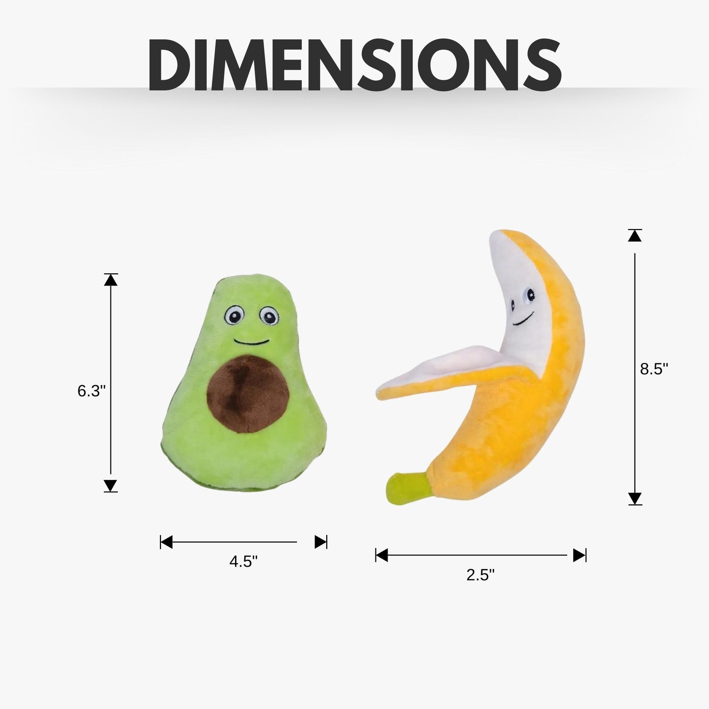 Coffret cadeau de peluches avocat et banane pour chien – avec couineur et papier froissé pour des heures de jeu amusantes