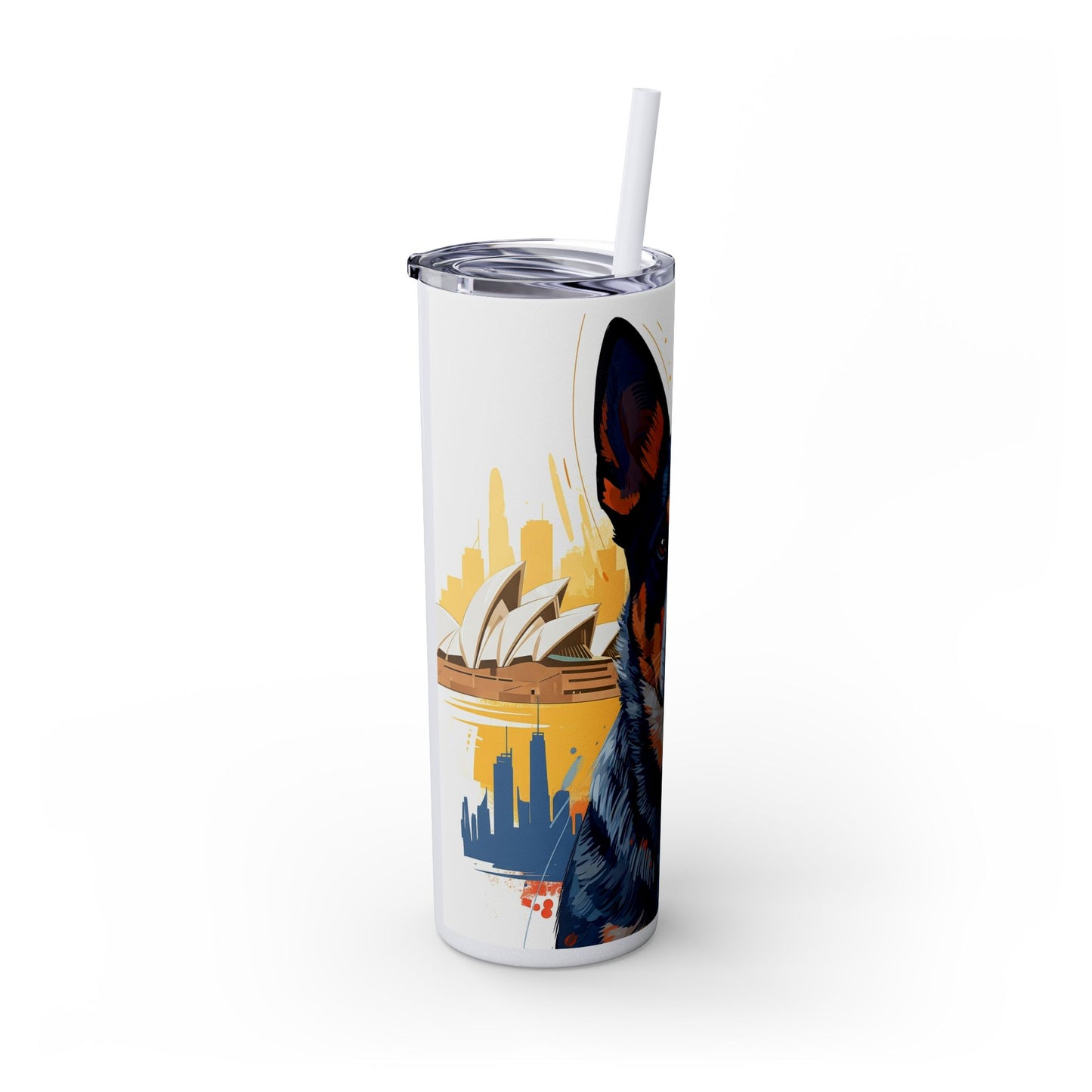 Australian Cattle Dog Skinny Tumbler with Straw, 20oz