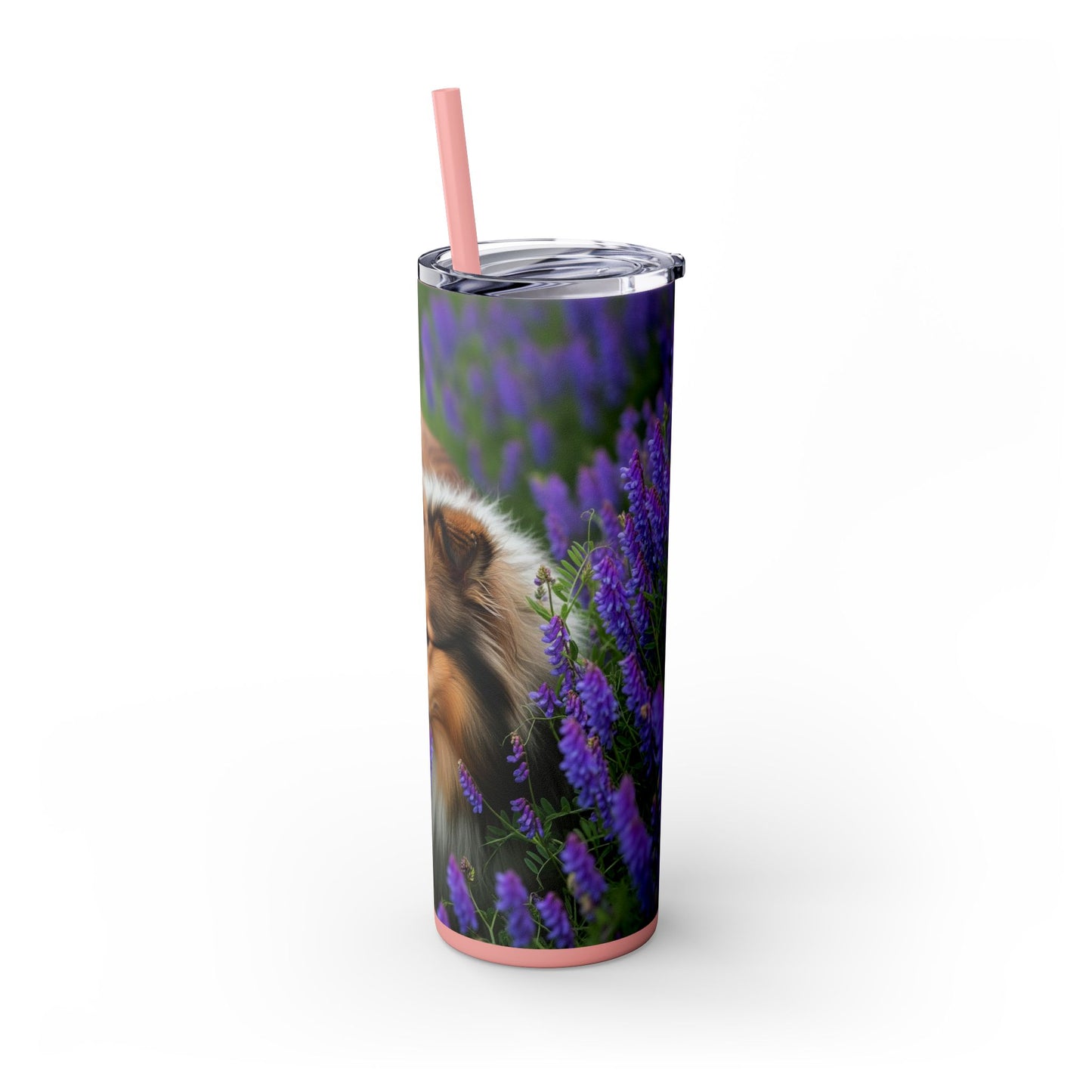 Shetland Sheepdog Skinny Tumbler with Straw, 20oz