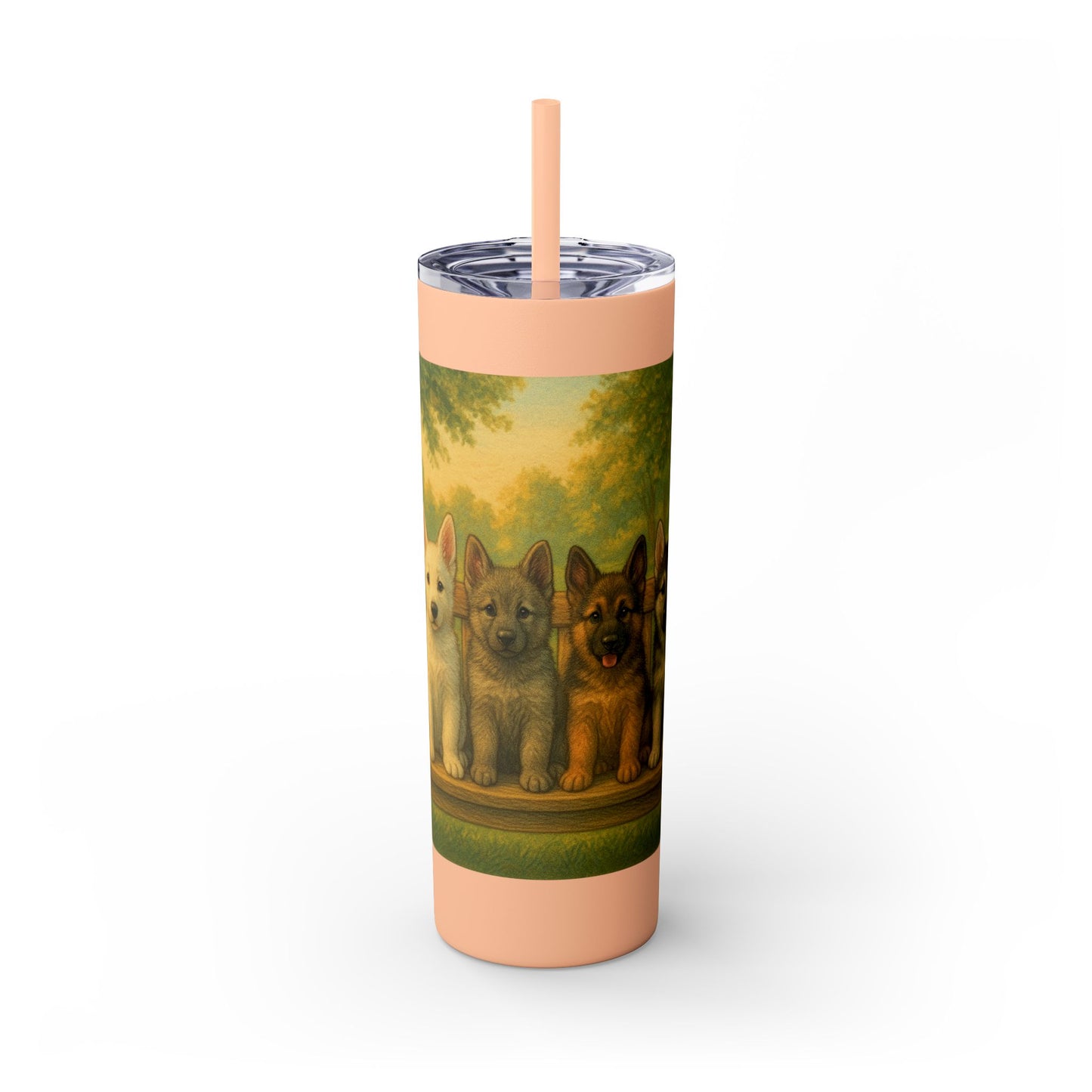 German Shepherd puppies Tumbler with Straw, 20oz