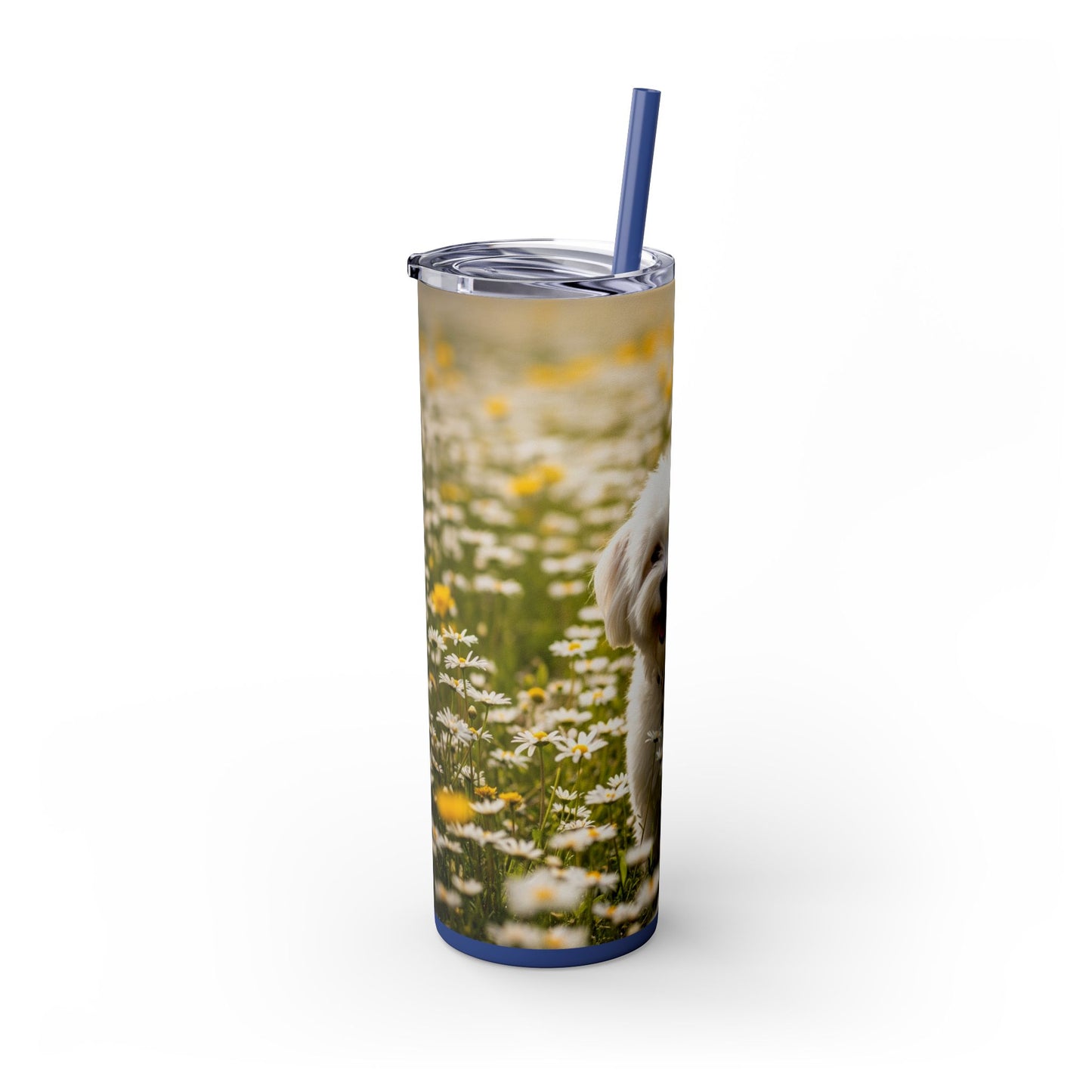 Lowchen Skinny Tumbler with Straw, 20oz