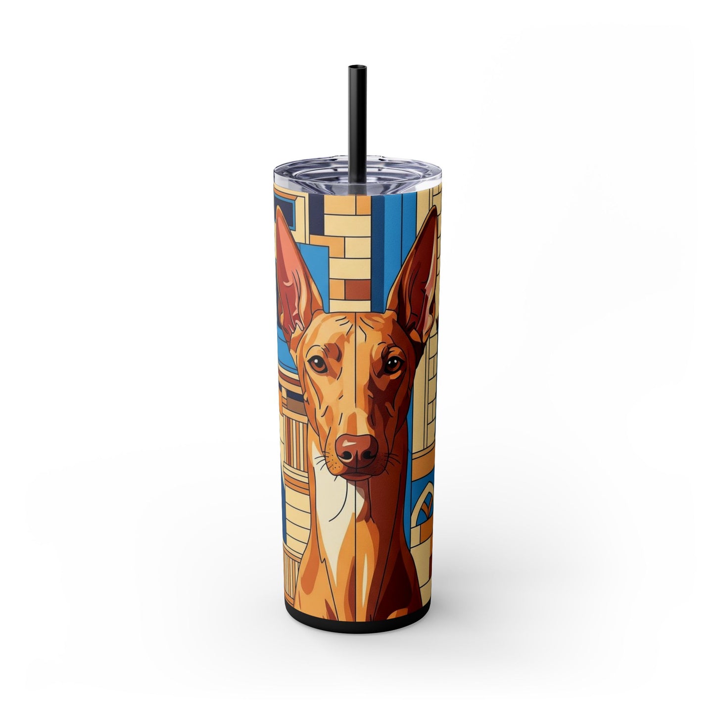 Pharaoh Hound Skinny Tumbler with Straw, 20oz