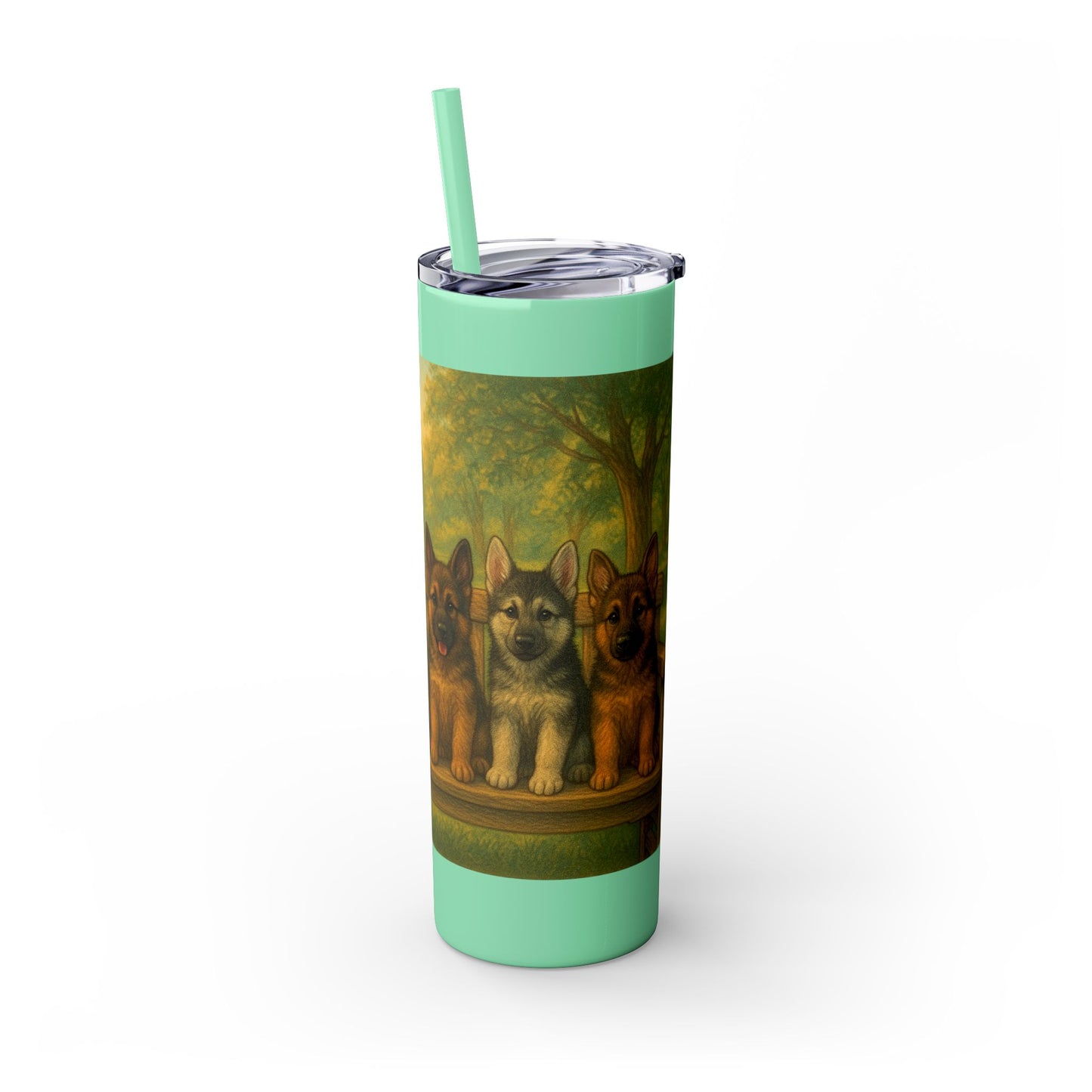 German Shepherd puppies Tumbler with Straw, 20oz