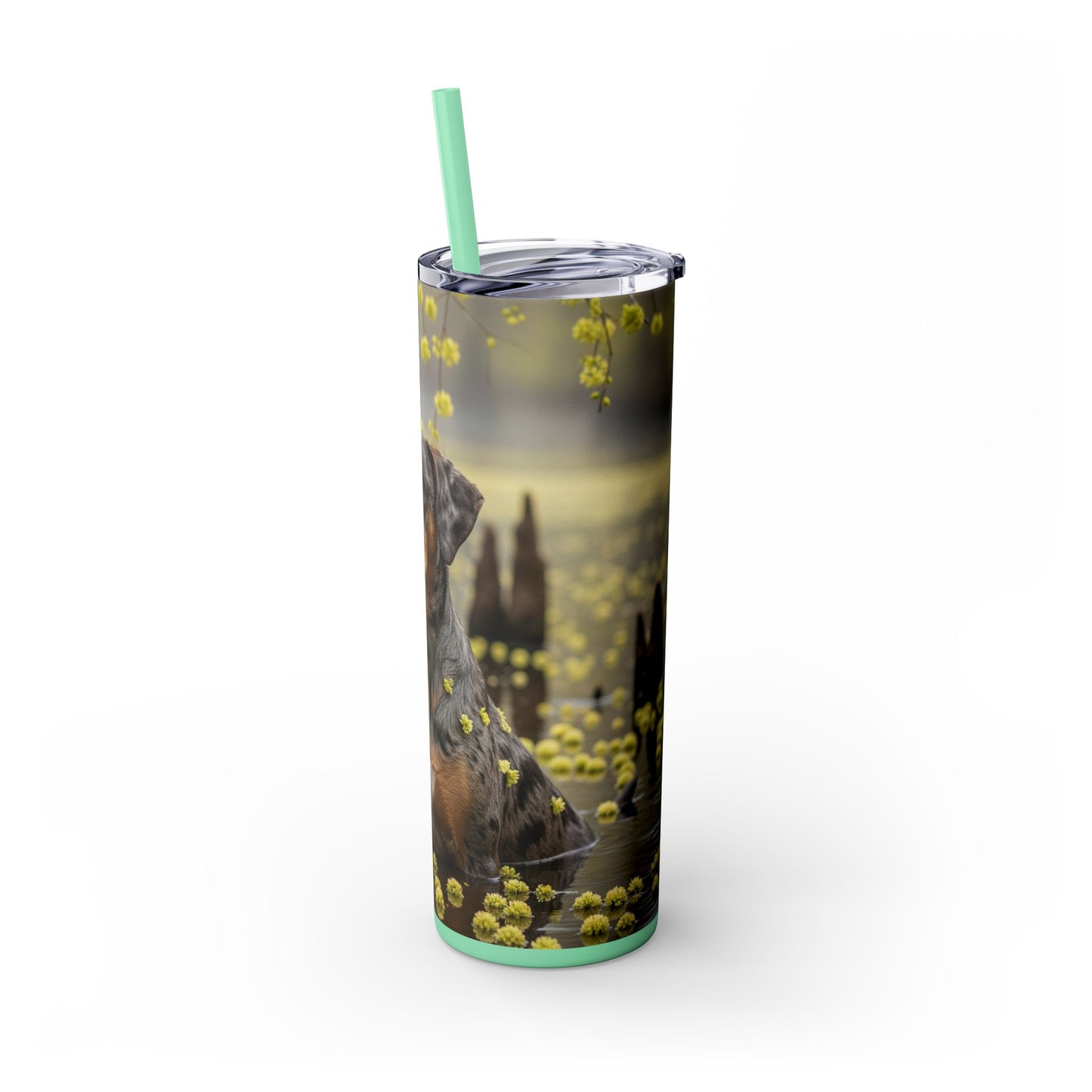 Catahoula Leopard Dog Skinny Tumbler with Straw, 20oz
