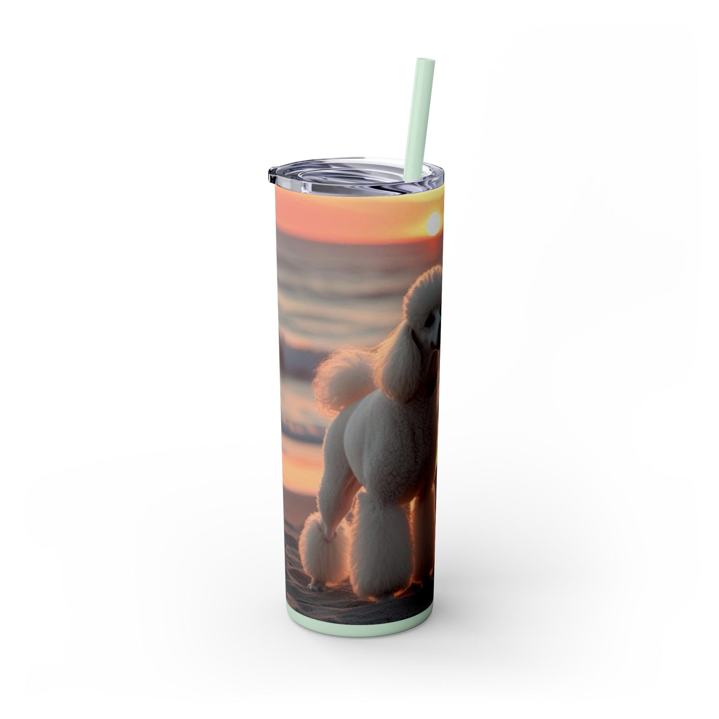 Poodle Love Skinny Tumbler with Straw, 20oz
