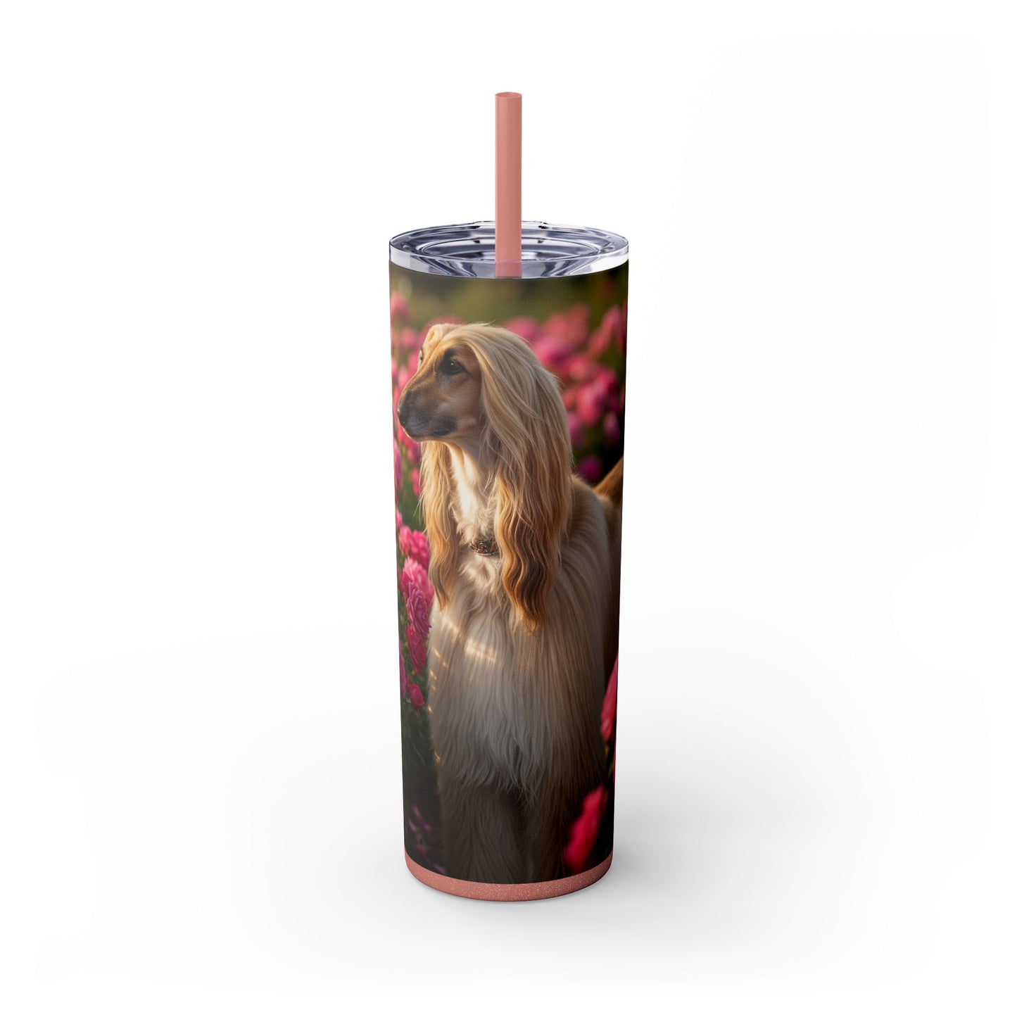 Afghan Hound Skinny Tumbler with Straw, 20oz