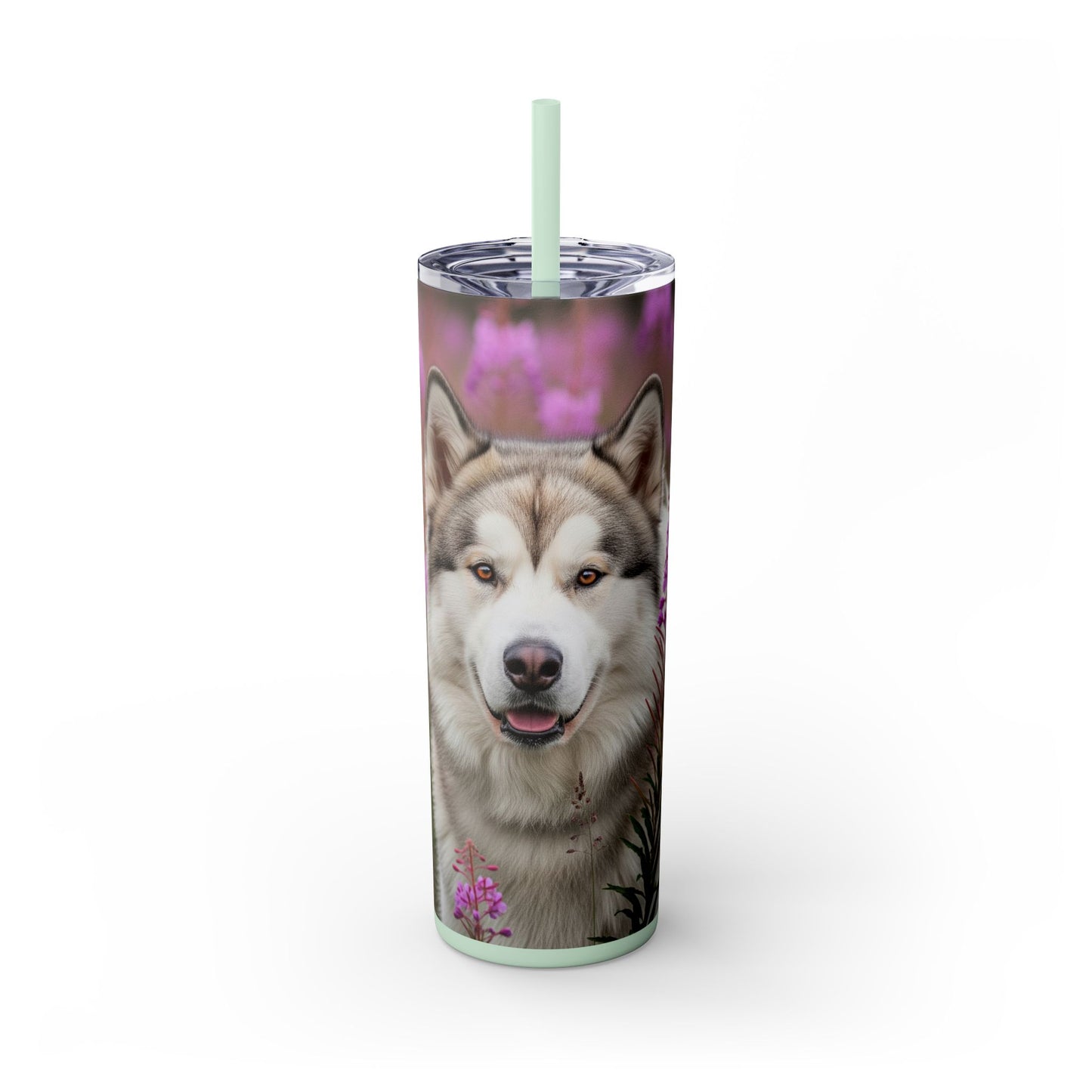 Alaskan Malamute Skinny Tumbler with Straw, 20oz