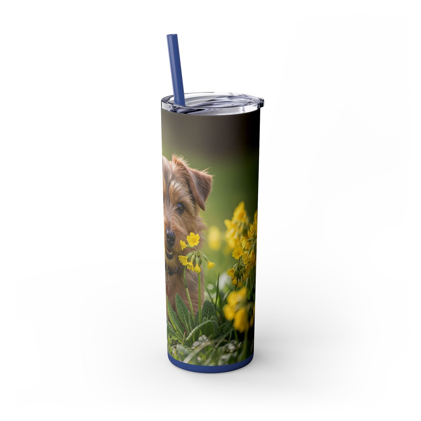 Norfolk Terrier Skinny Tumbler with Straw, 20oz