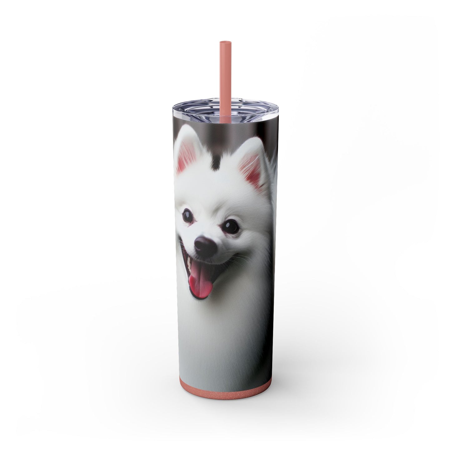 American Eskimo Dog Skinny Tumbler with Straw, 20oz
