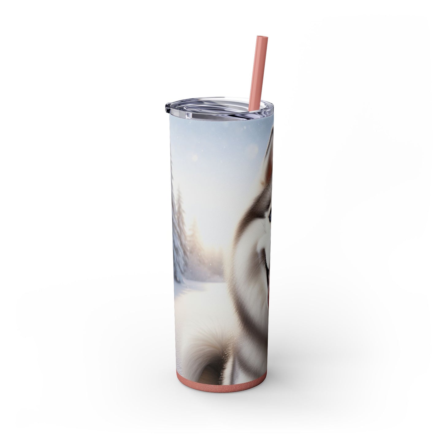 Siberian Husky Skinny Tumbler with Straw, 20oz