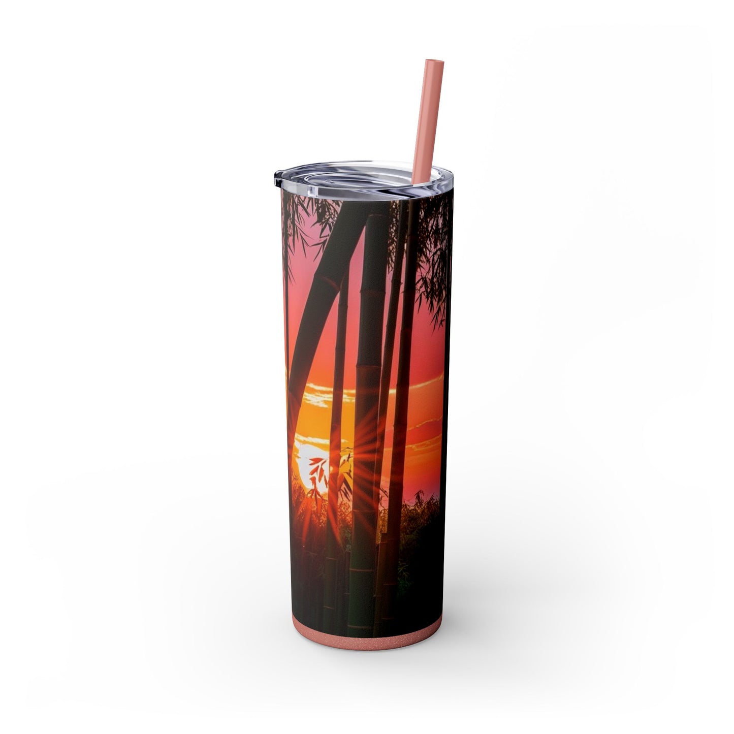 Bamboo Forest Sunrise Skinny Tumbler with Straw, 20oz