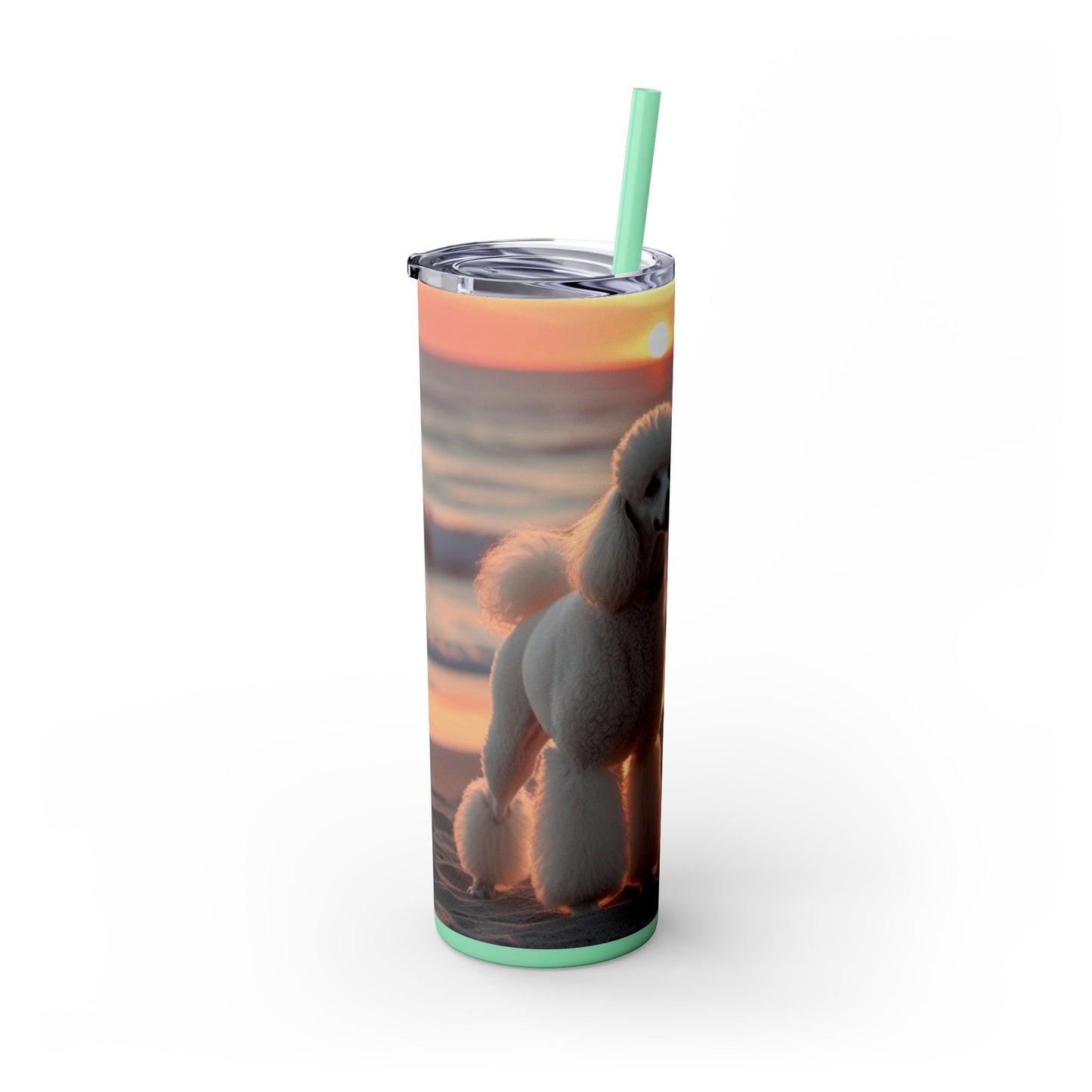Poodle Love Skinny Tumbler with Straw, 20oz