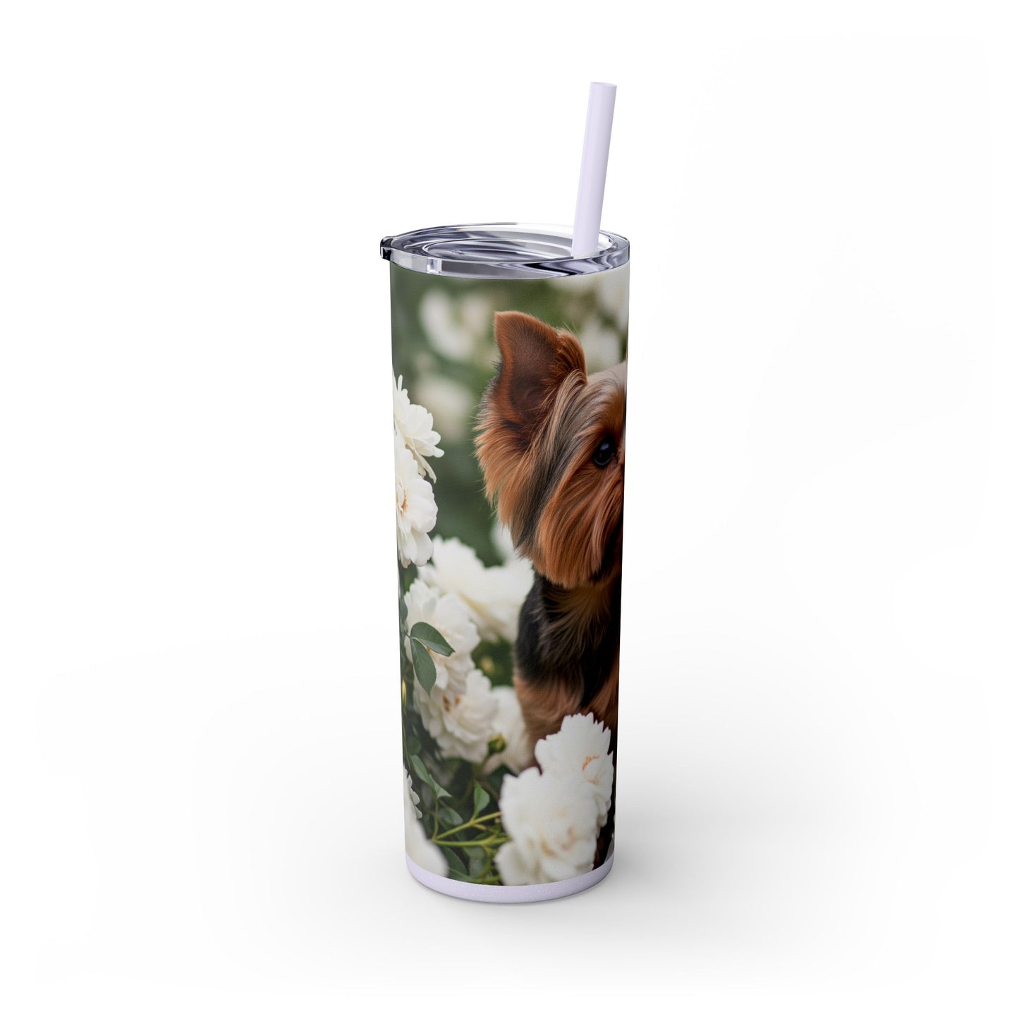 Yorkshire Terrier Skinny Tumbler with Straw, 20oz