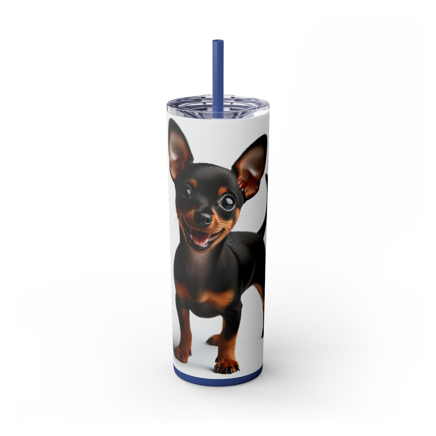 Miniature Pinscher Skinny Tumbler with Straw, 20oz