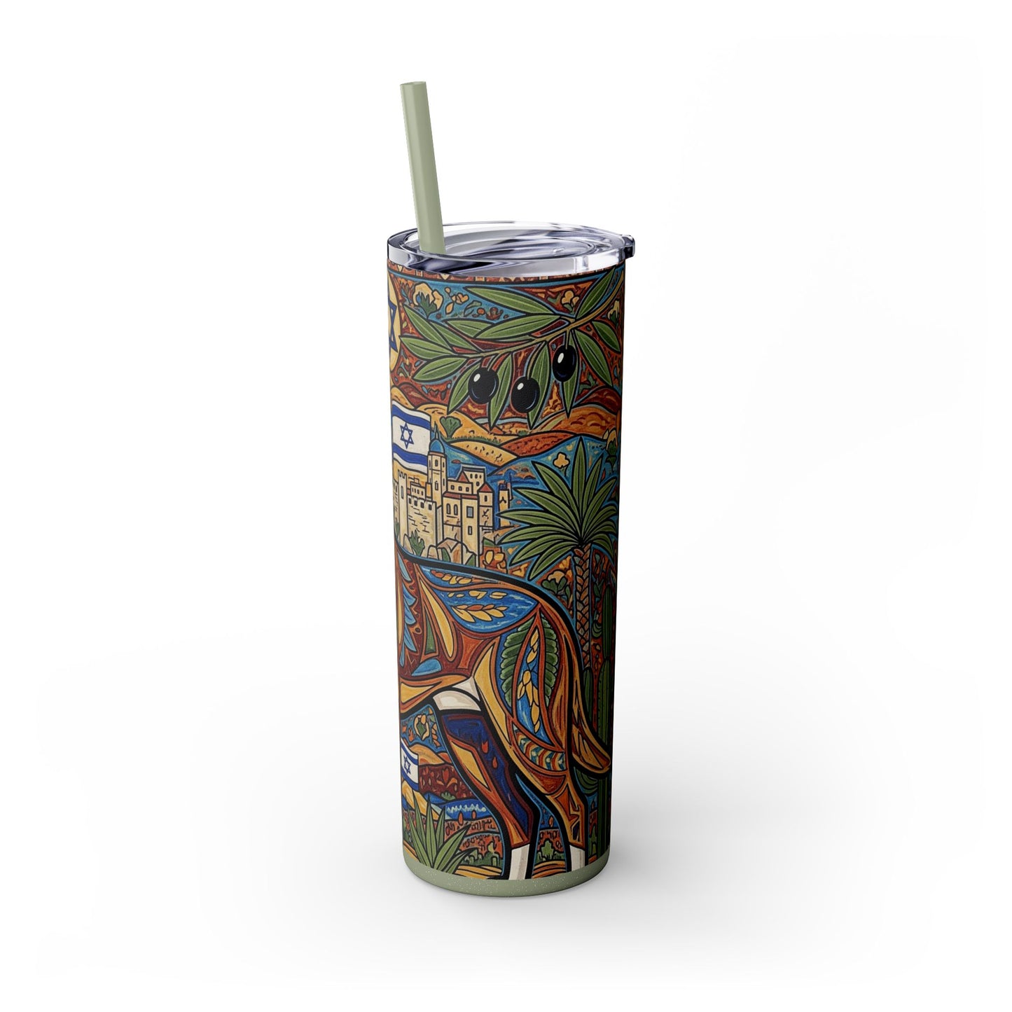 Canaan Dog Skinny Tumbler with Straw, 20oz