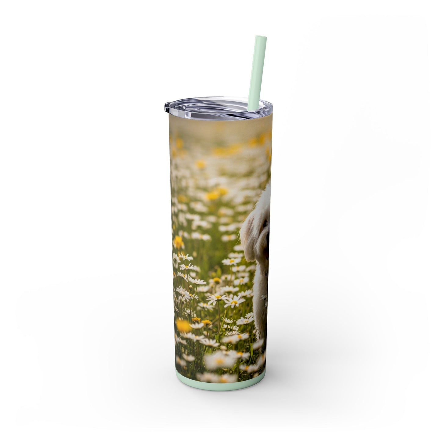 Lowchen Skinny Tumbler with Straw, 20oz