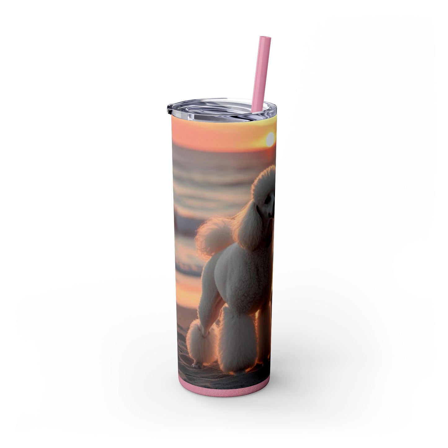 Poodle Love Skinny Tumbler with Straw, 20oz