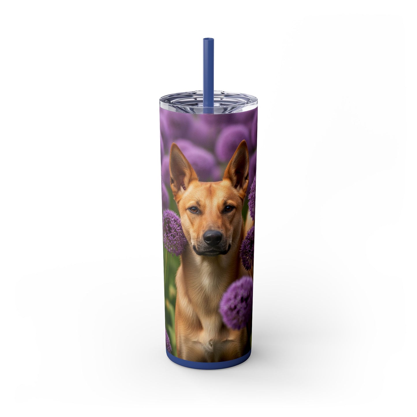 Canaan Dog Skinny Tumbler with Straw, 20oz