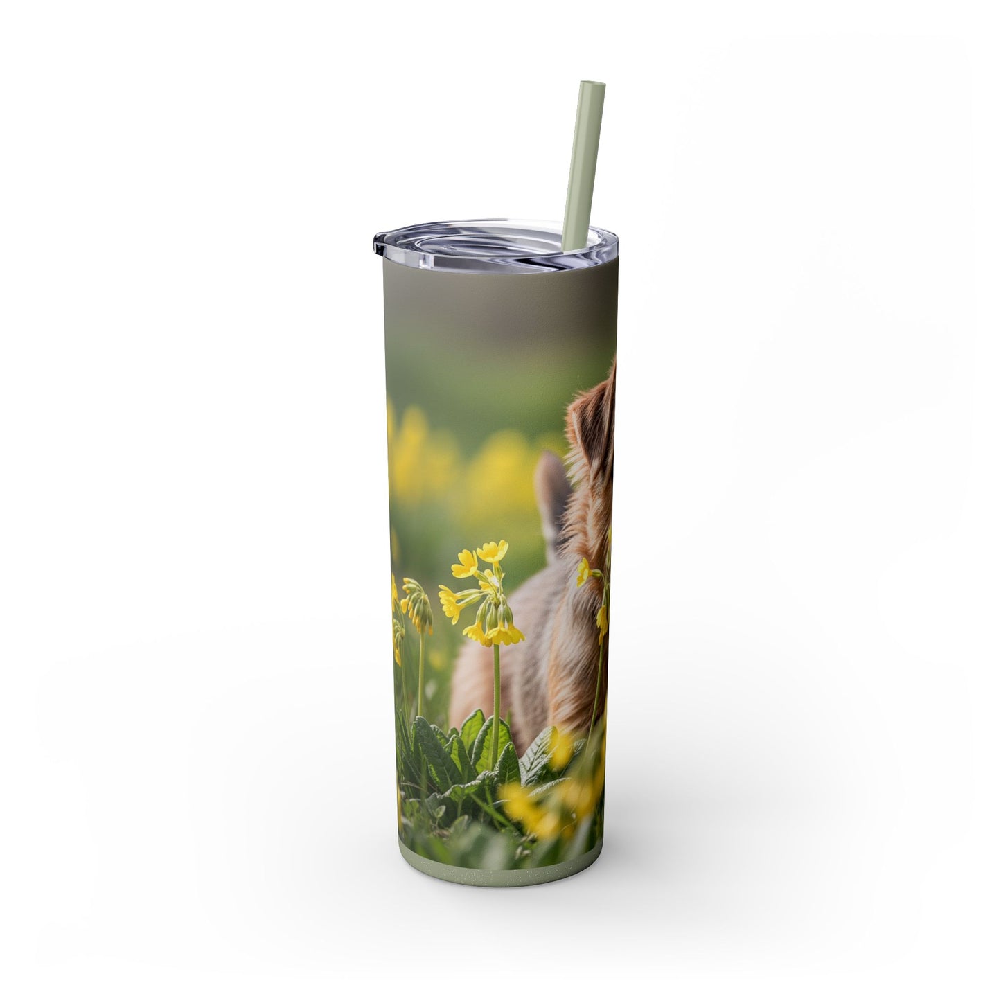 Norfolk Terrier Skinny Tumbler with Straw, 20oz