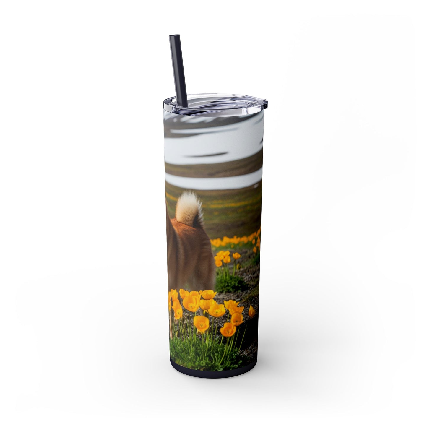 Norwegian Buhund Skinny Tumbler with Straw, 20oz