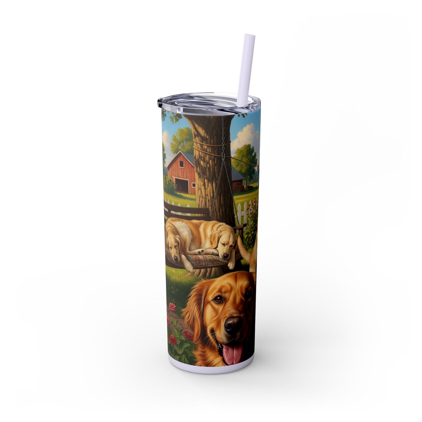 Golden Retriever Skinny Tumbler with Straw, 20oz