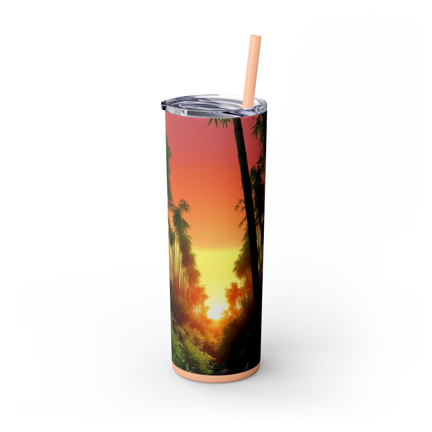Bamboo Forest Sunrise Skinny Tumbler with Straw, 20oz