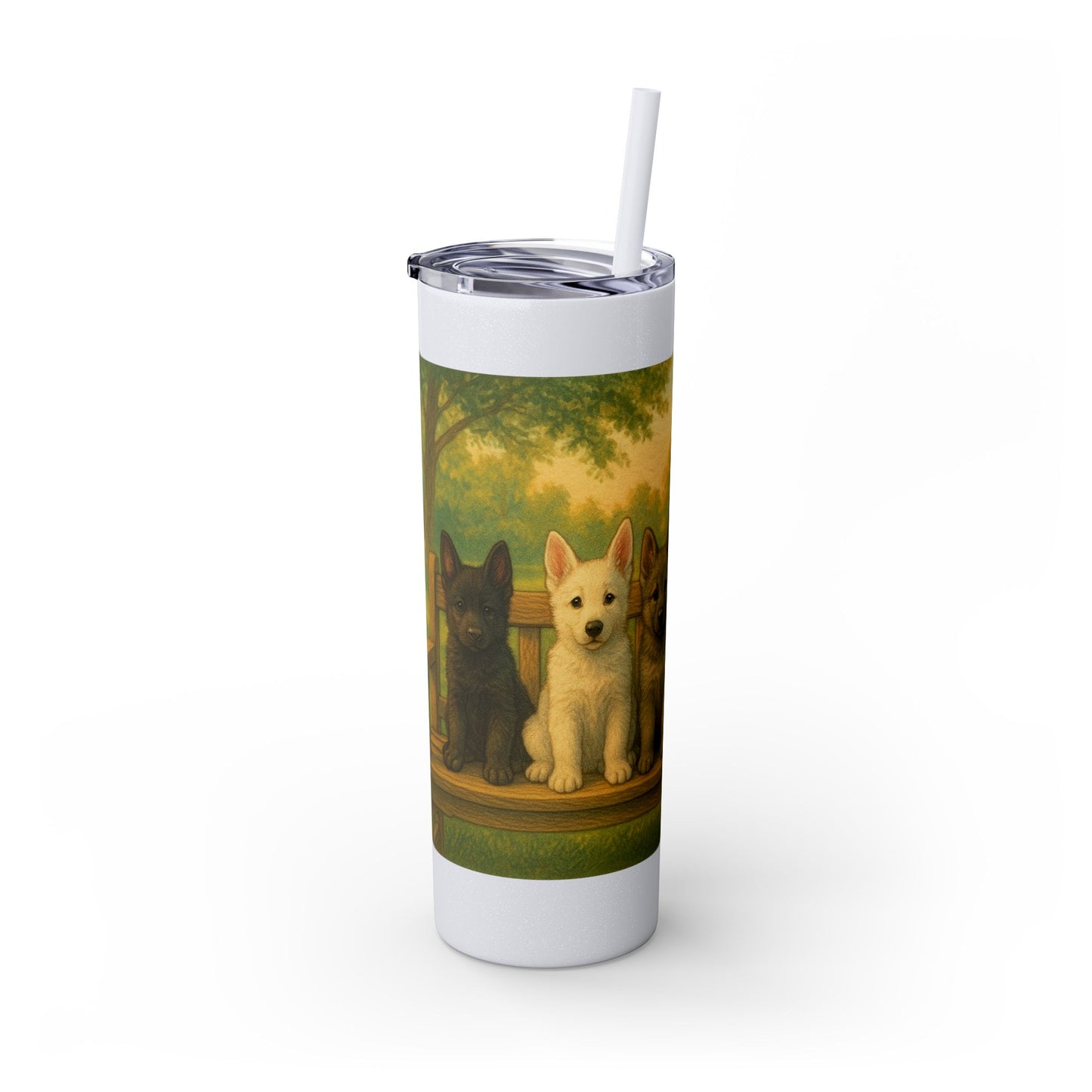 German Shepherd puppies Tumbler with Straw, 20oz