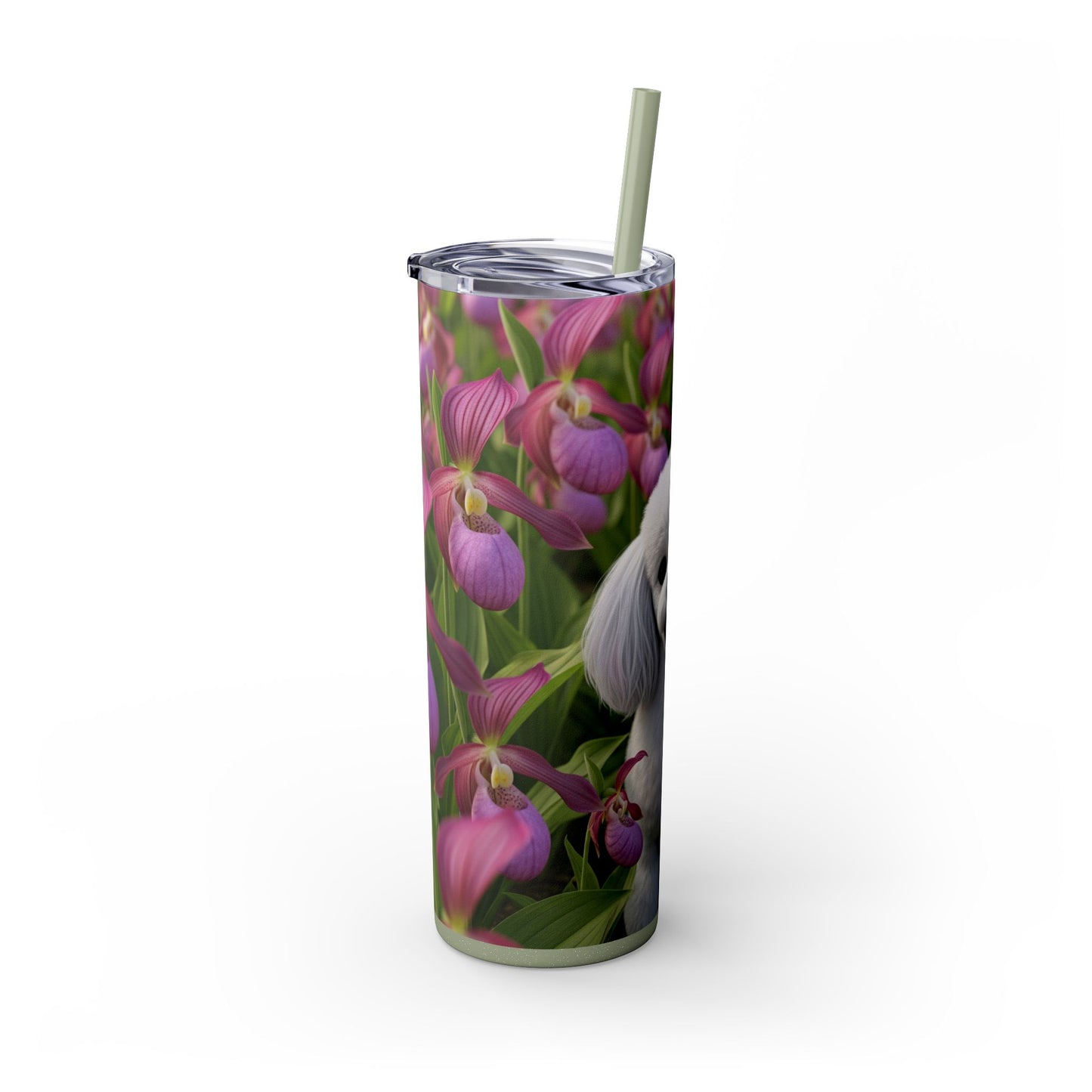 Toy Poodle Skinny Tumbler with Straw, 20oz