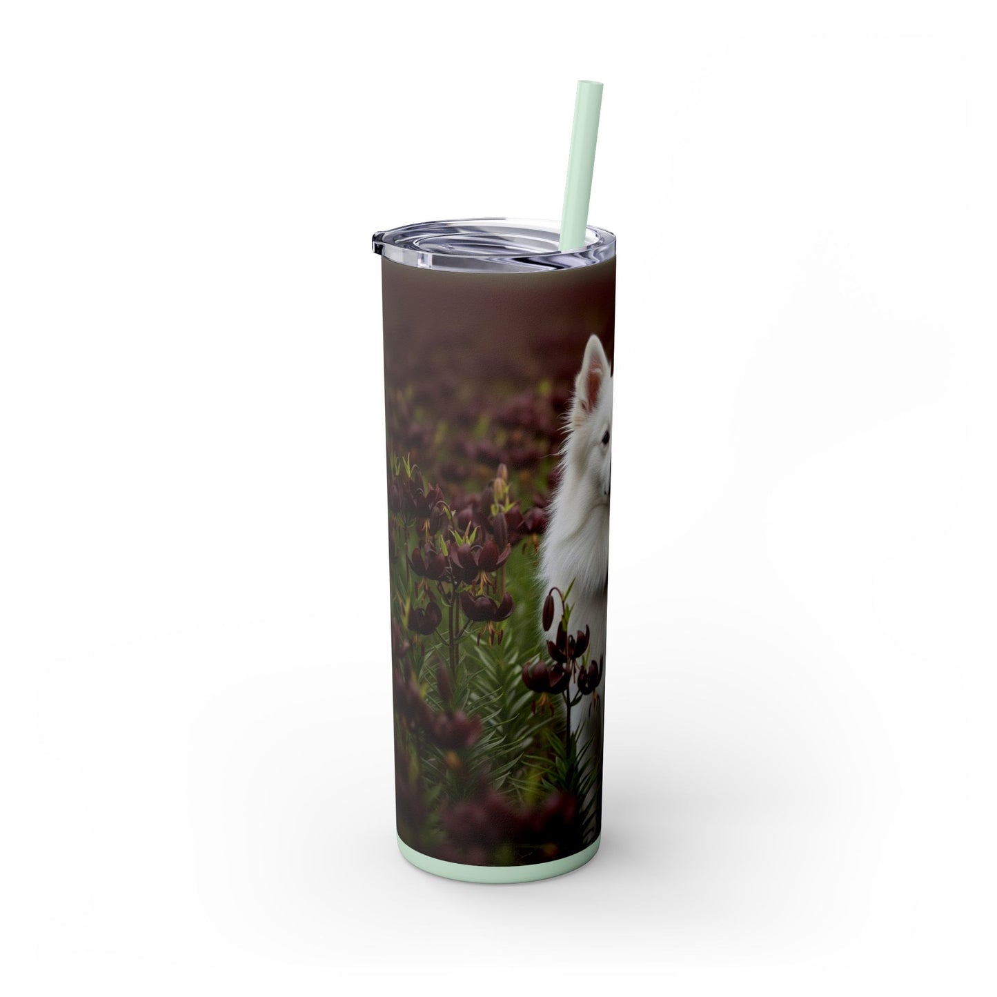 American Eskimo Dog Skinny Tumbler with Straw, 20oz