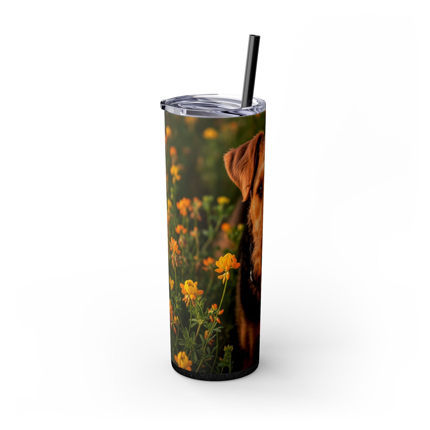 Airedale Terrier Skinny Tumbler with Straw, 20oz