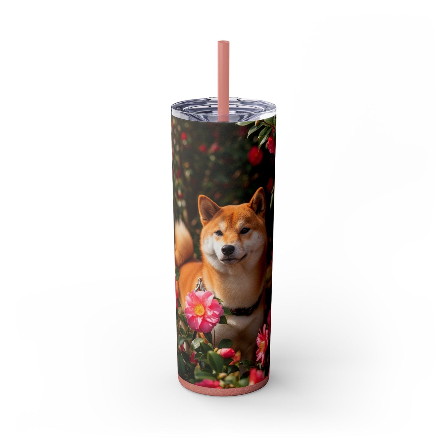 Shiba Inu Skinny Tumbler with Straw, 20oz