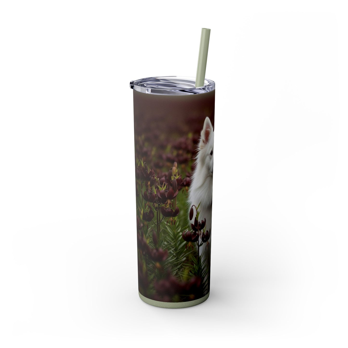 American Eskimo Dog Skinny Tumbler with Straw, 20oz
