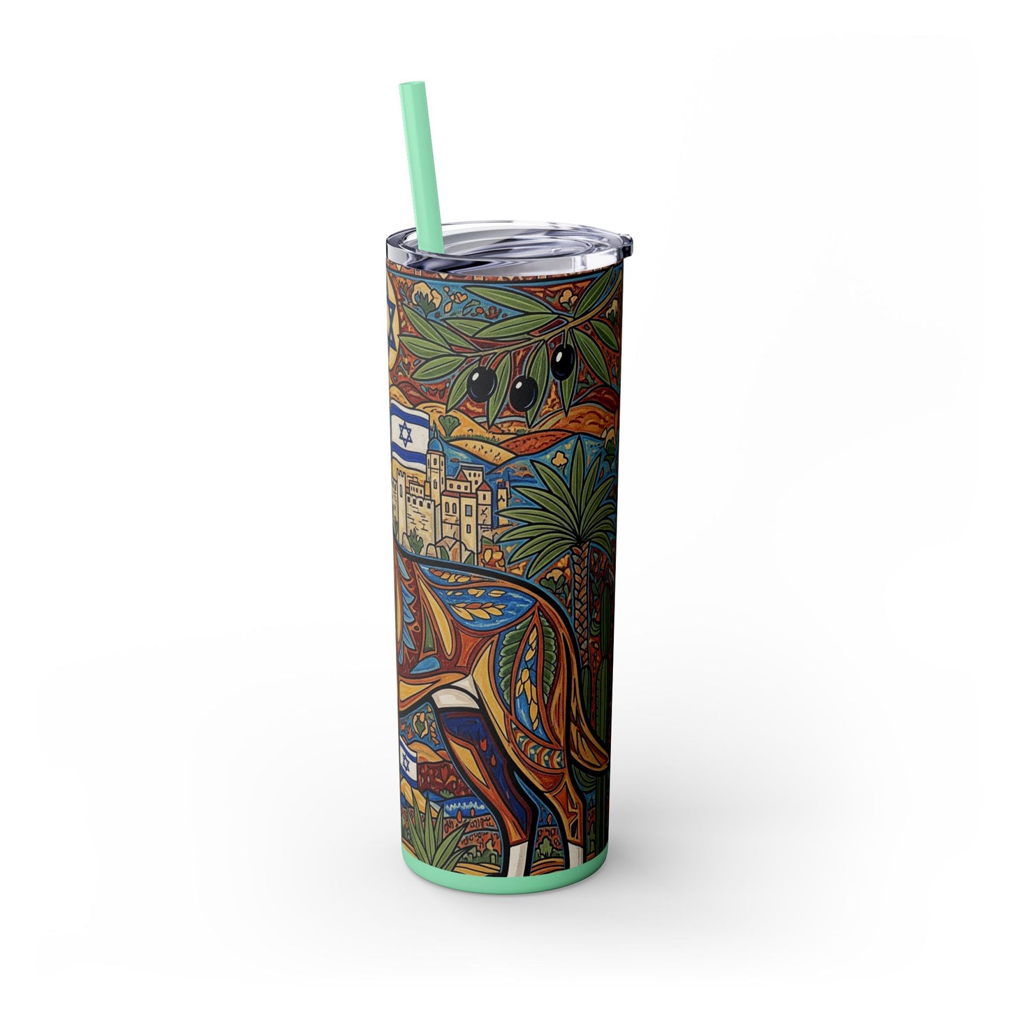 Canaan Dog Skinny Tumbler with Straw, 20oz