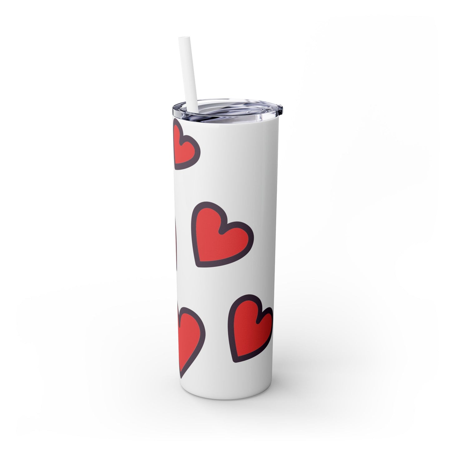 Hearts Skinny Tumbler with Straw, 20oz