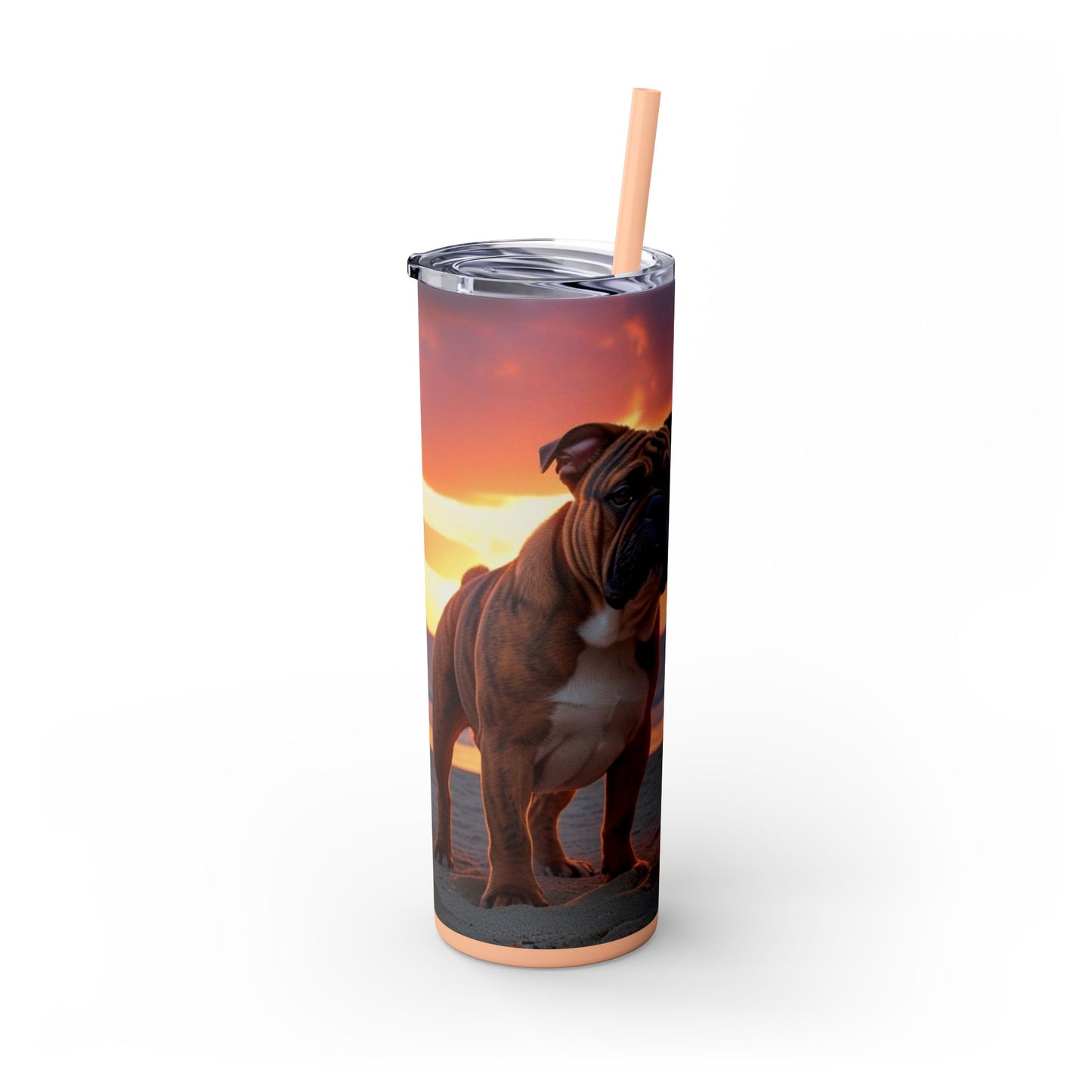 Bulldog Love Skinny Tumbler with Straw, 20oz