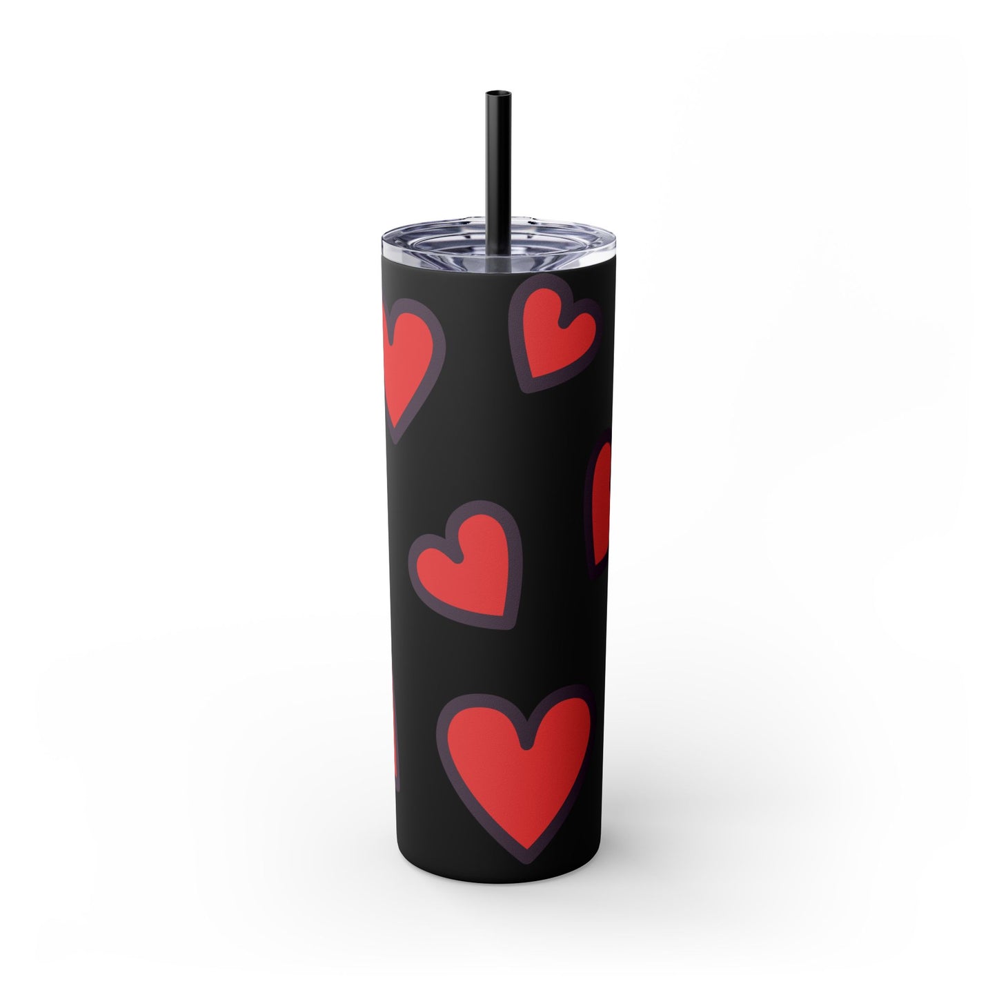 Hearts Skinny Tumbler with Straw, 20oz