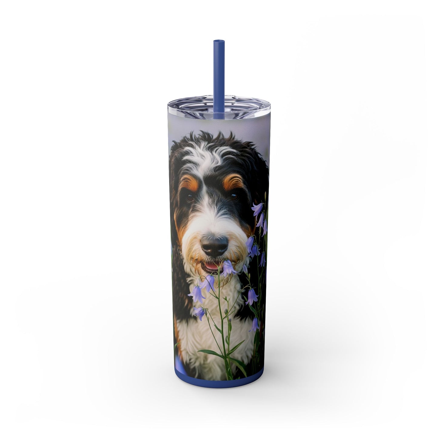 Bernedoodle Skinny Tumbler with Straw, 20oz