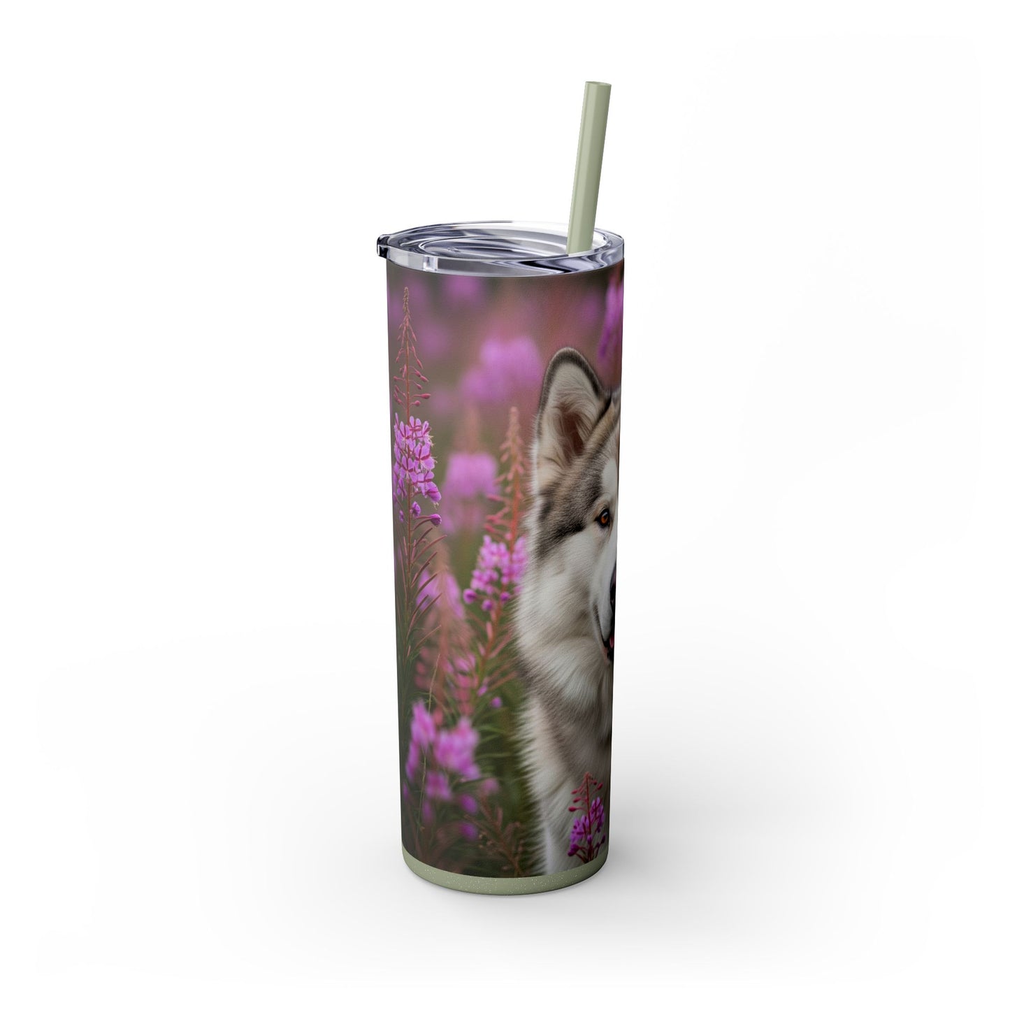 Alaskan Malamute Skinny Tumbler with Straw, 20oz