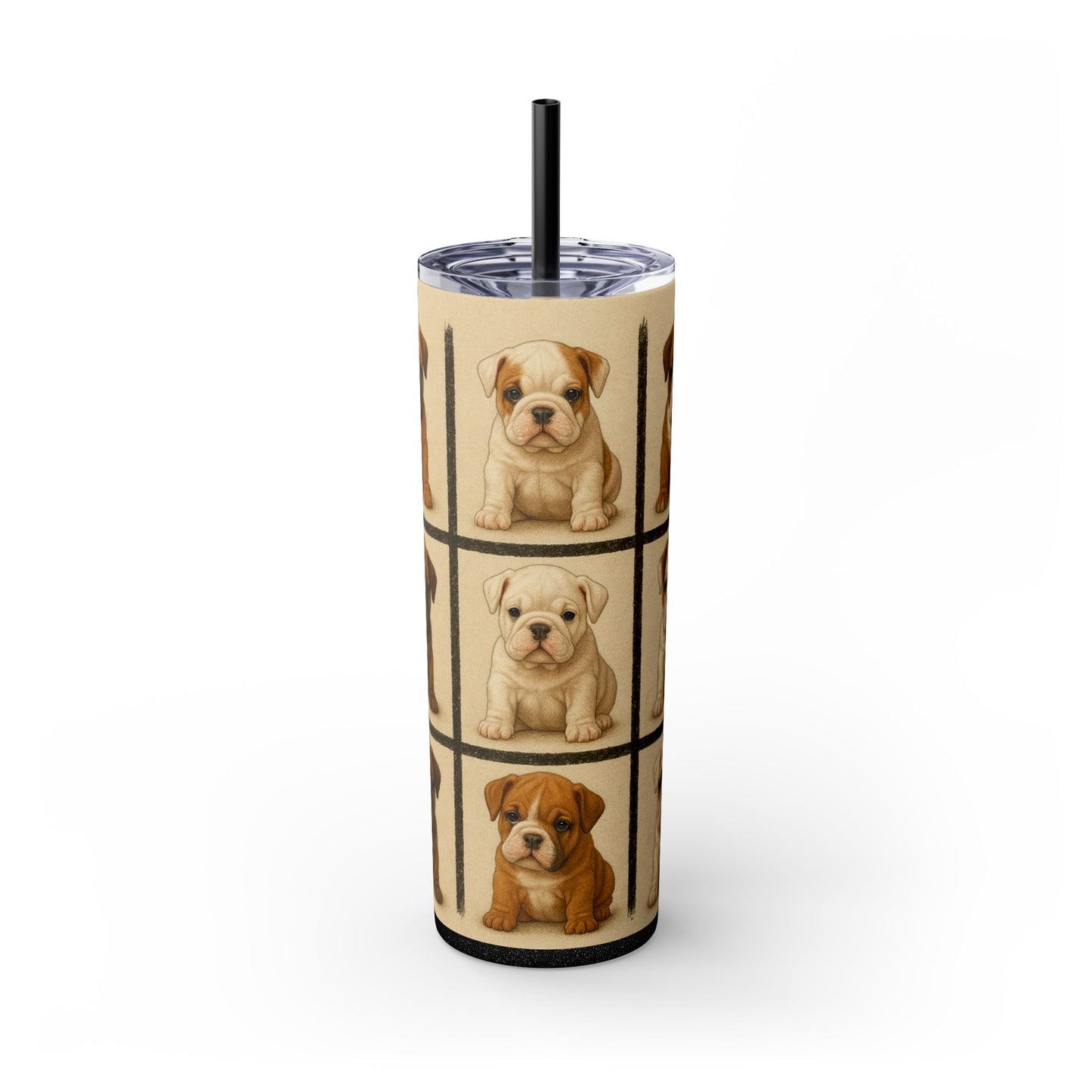 Bulldog puppies Tumbler with Straw, 20oz