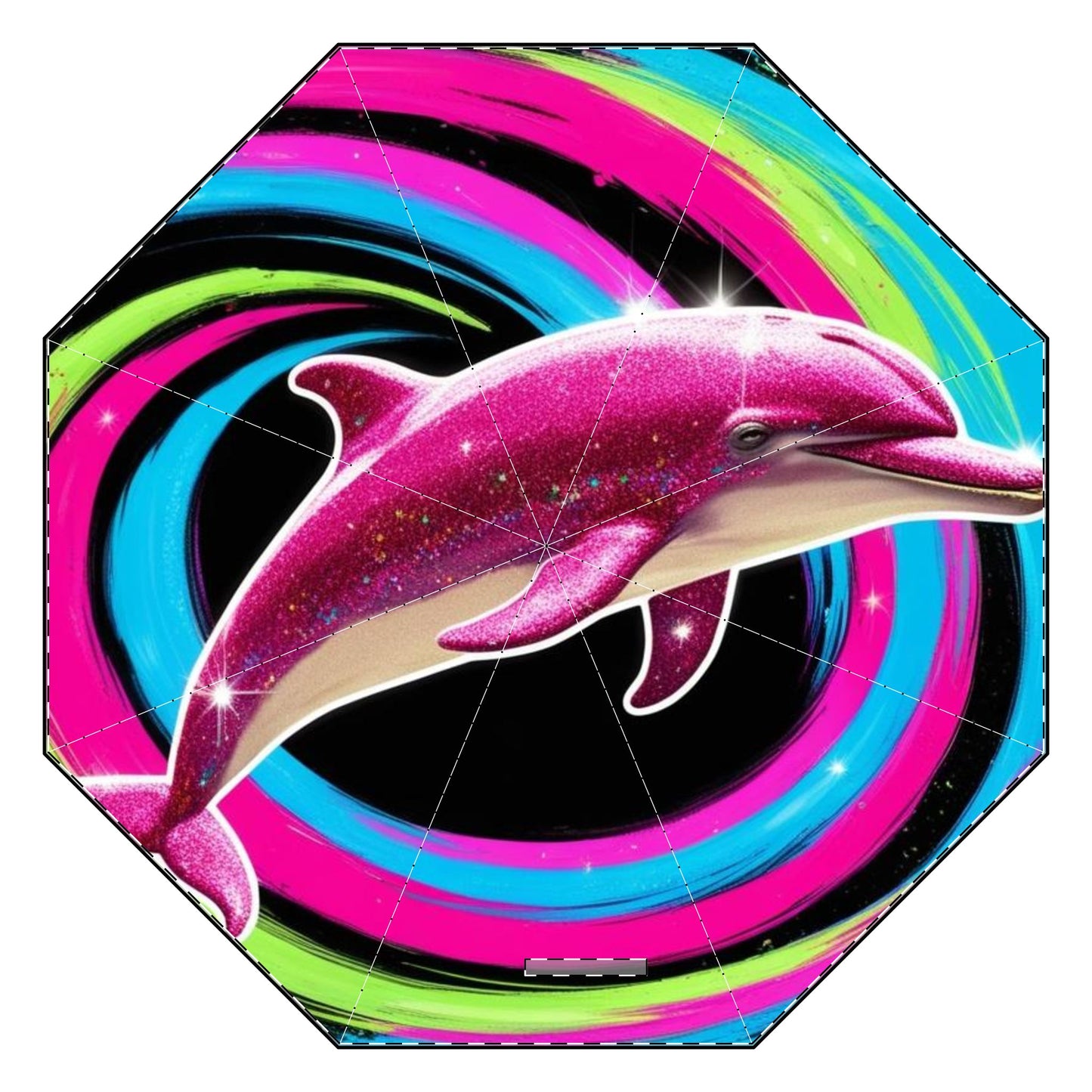 Glittery Psychedelic Dolphin Semi-Automatic Foldable Umbrella