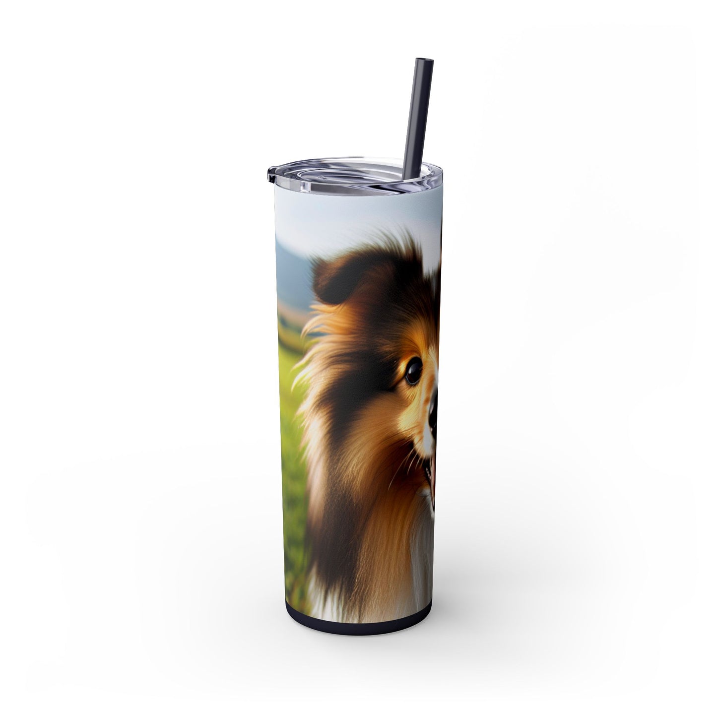 Shetland Sheepdog Skinny Tumbler with Straw, 20oz