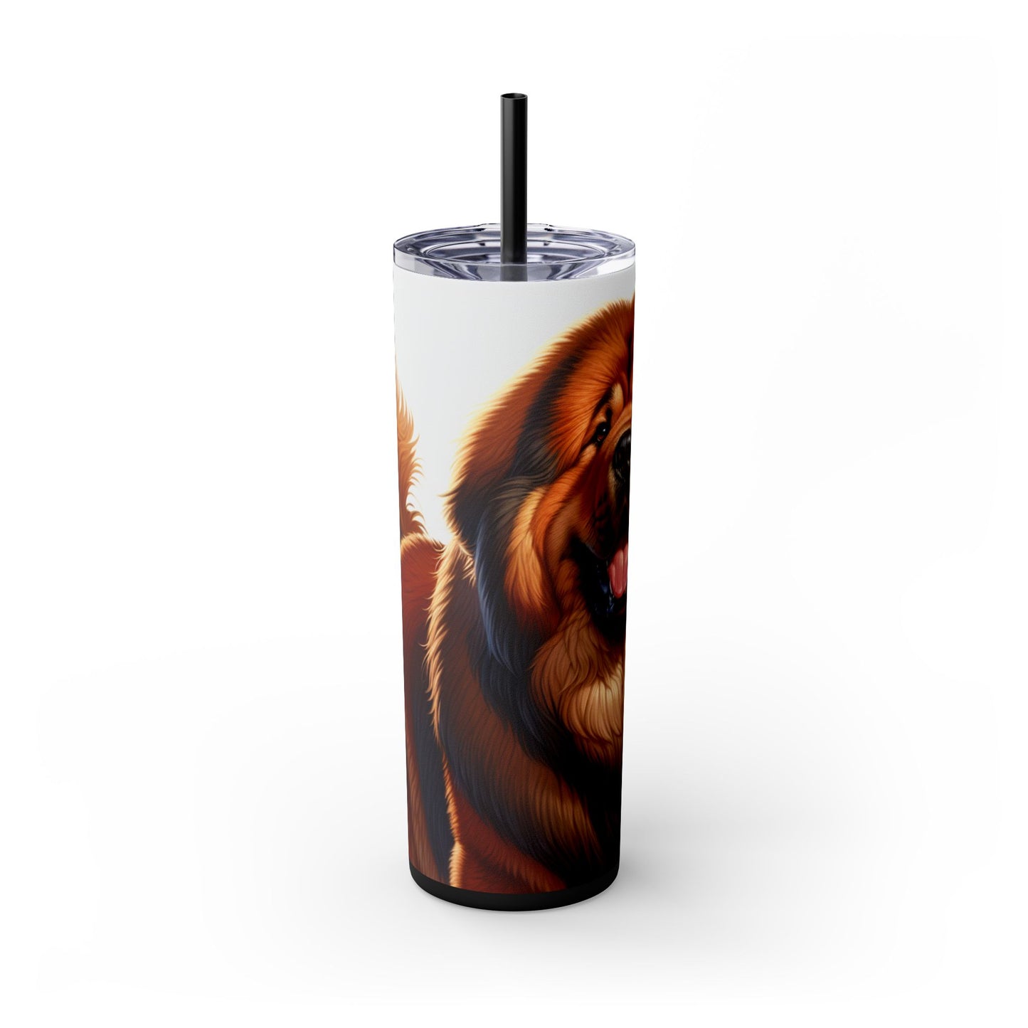Tibetan Mastiff Skinny Tumbler with Straw, 20oz