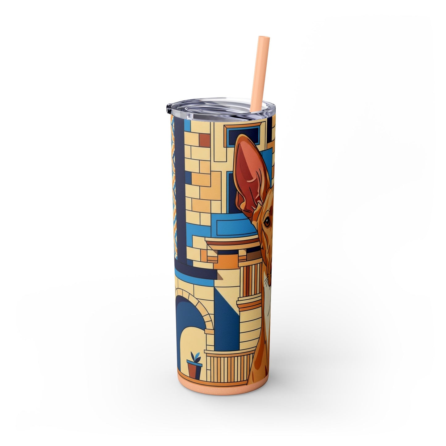 Pharaoh Hound Skinny Tumbler with Straw, 20oz